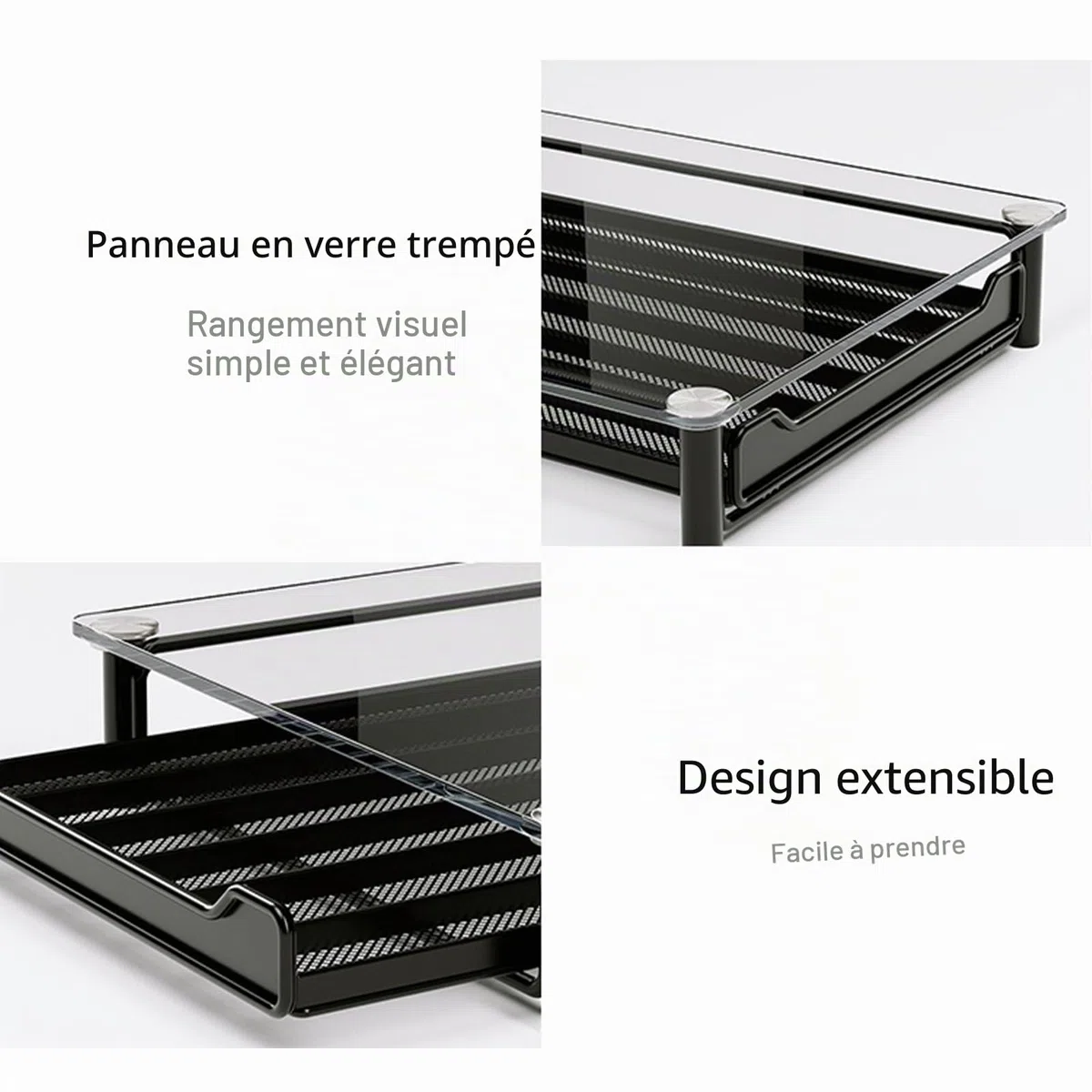 SEVENLINE Tiroir de Rangement pour Capsules de Café en Verre Trempé Cristal Compatible avec les Capsules Nespresso OriginalLine Support pour 60 Dosettes Original Line Organisateur de Cuisine