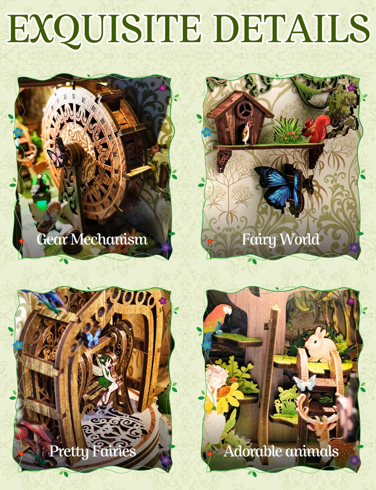 Kit DIY Book Nook en Bois Maquette 3D Monde Magique de la Forêt