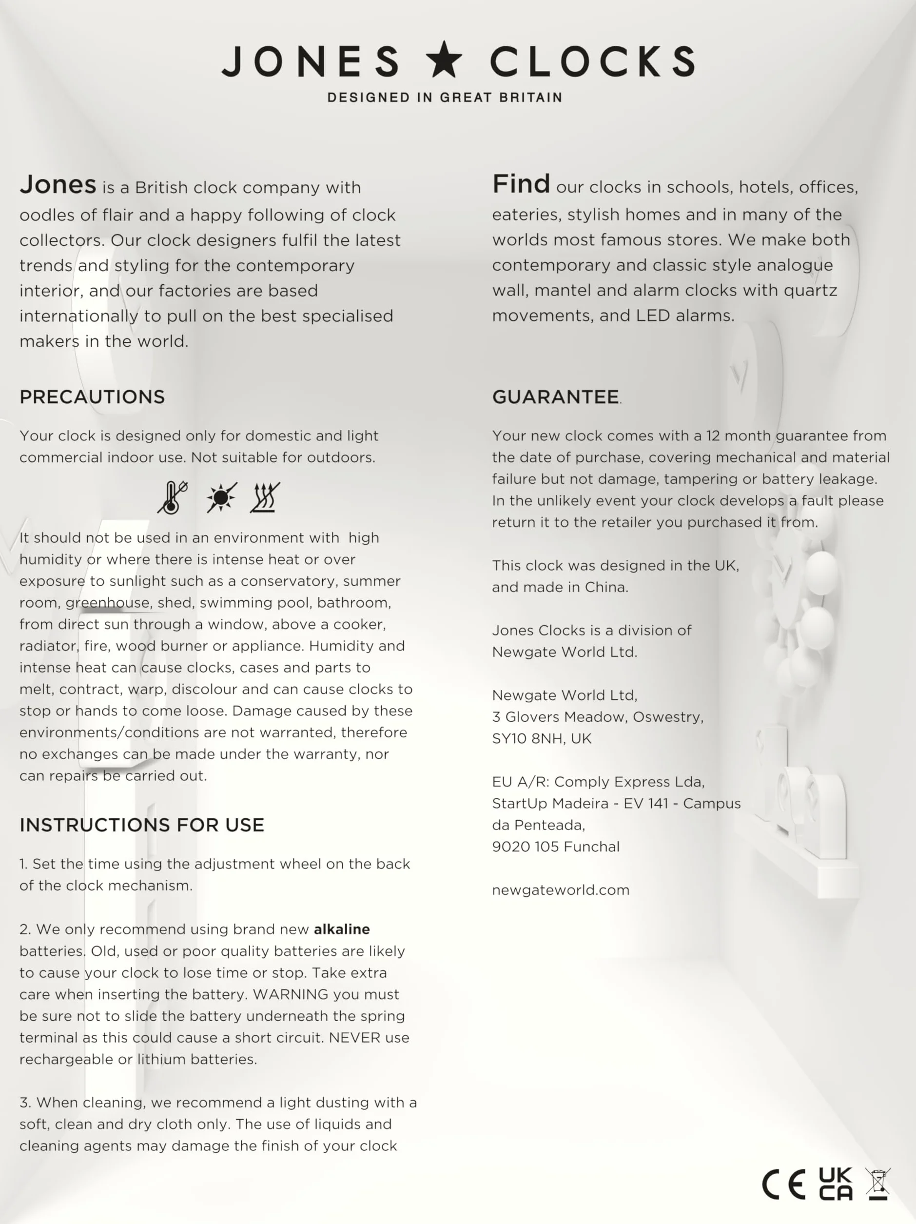 JONES CLOCKS® Horloge de Bureau Rétro Rectangulaire Jaune Moutarde Style Milieu du Siècle
