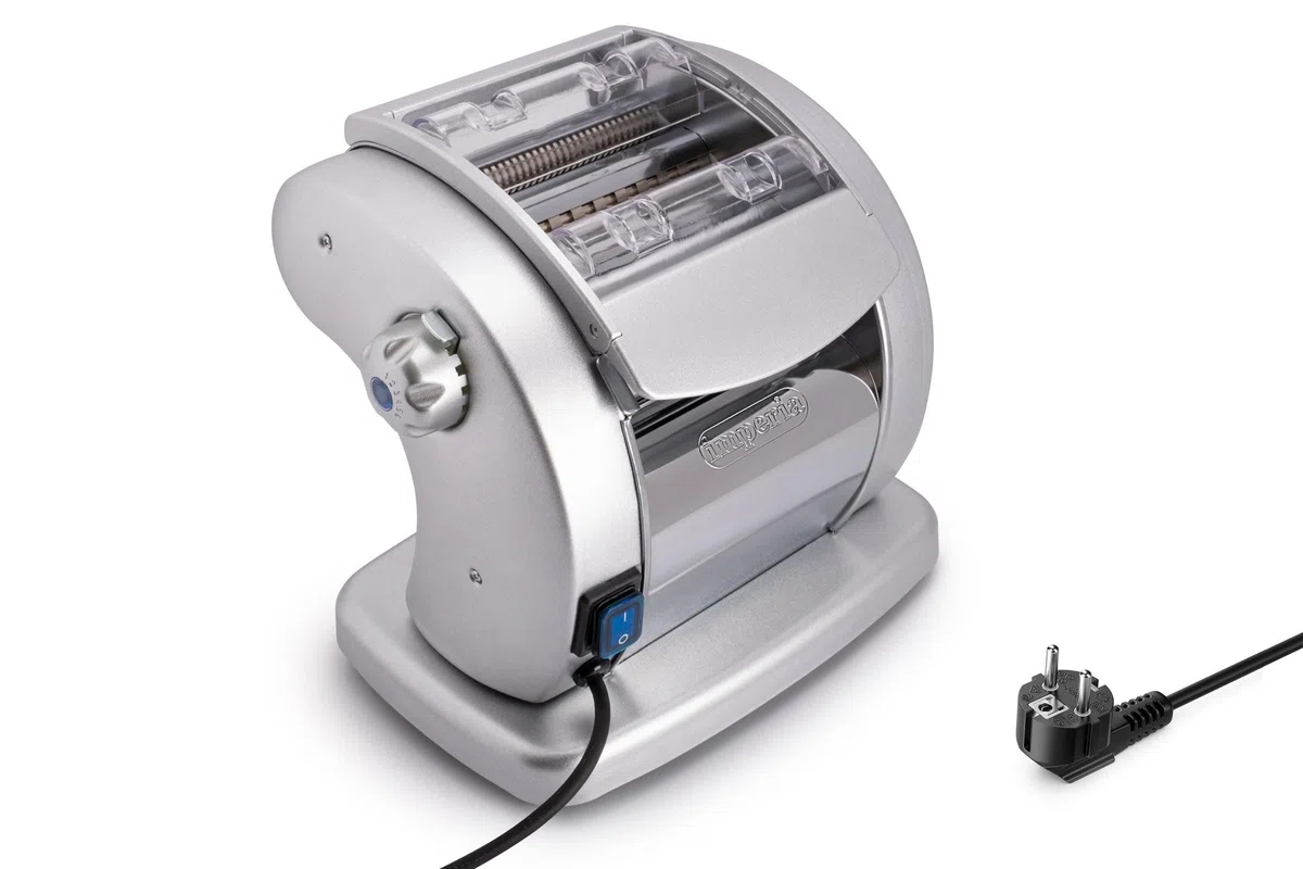 Imperia PastaPresto Ligne Classique. Machine à pâtes électrique. Fabriquè en Italie. Machine à pâtes fraîches avec moteur électrique a 220v. Laminoir électrique pour Lasagne, Tagliolini, Fettuccine