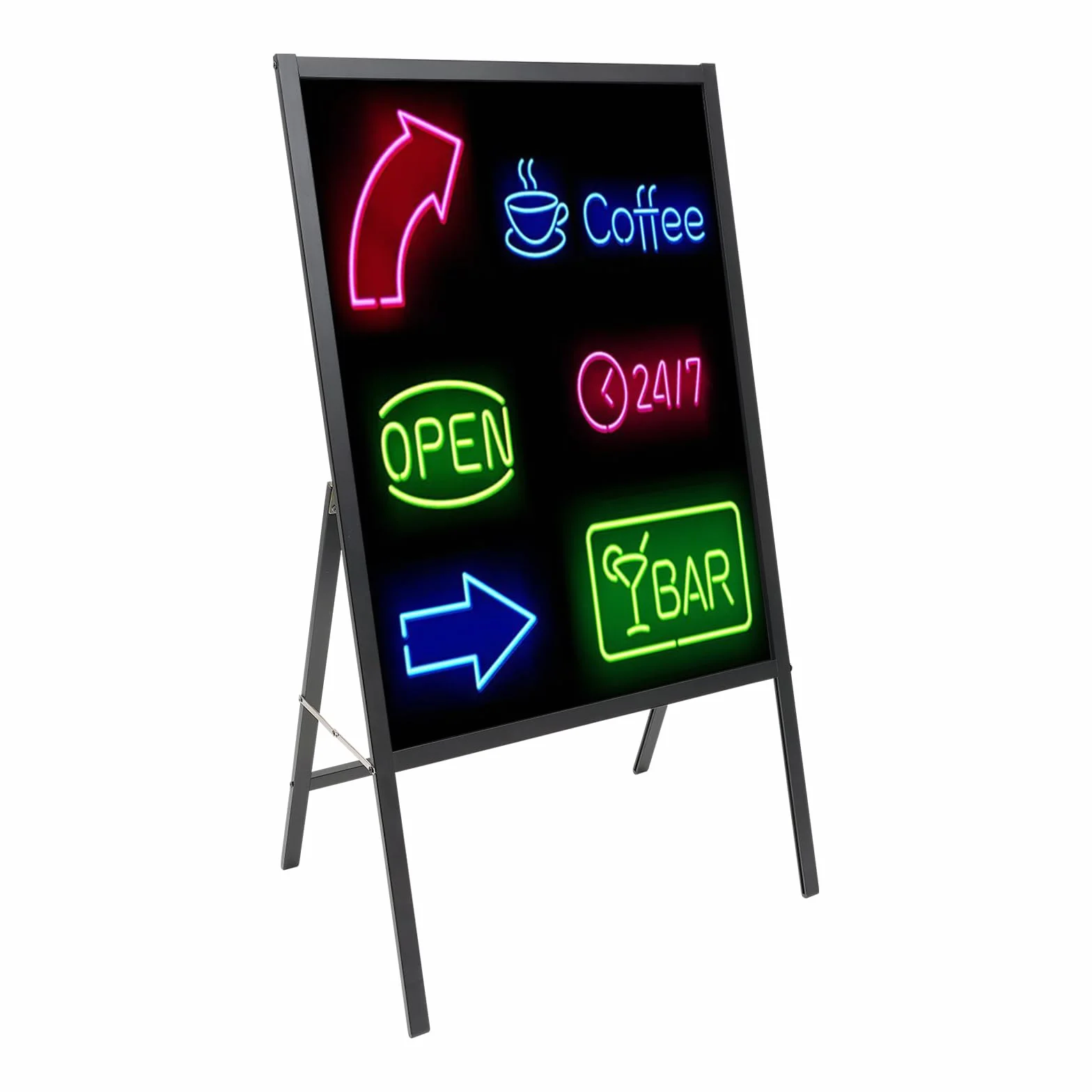 Tableau d'écriture LED sur pied 60 x 80 cm, lumineux, effaçable, 11 modes, télécommande