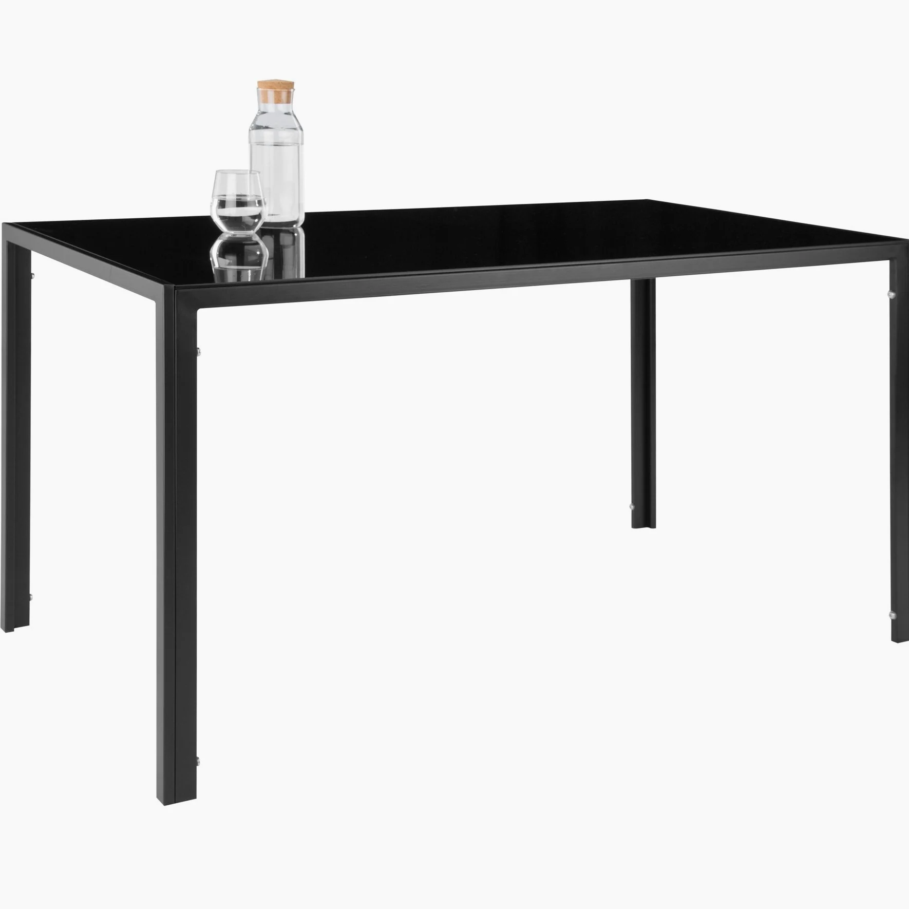 tectake Ensemble Table Salle à Manger avec 4 Chaises Design, Chaise Confortable en Cuir synthtétique, Table rectangulaire Robuste avec Plateau en Verre trempé - Noir