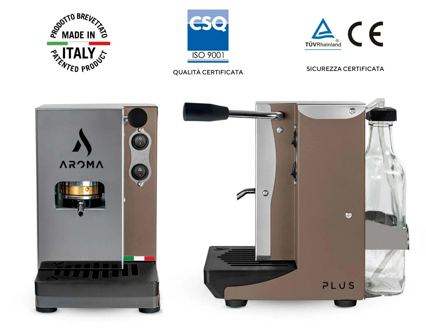 aroma Plus Basic Machine à café dosettes 44 mm Taupe