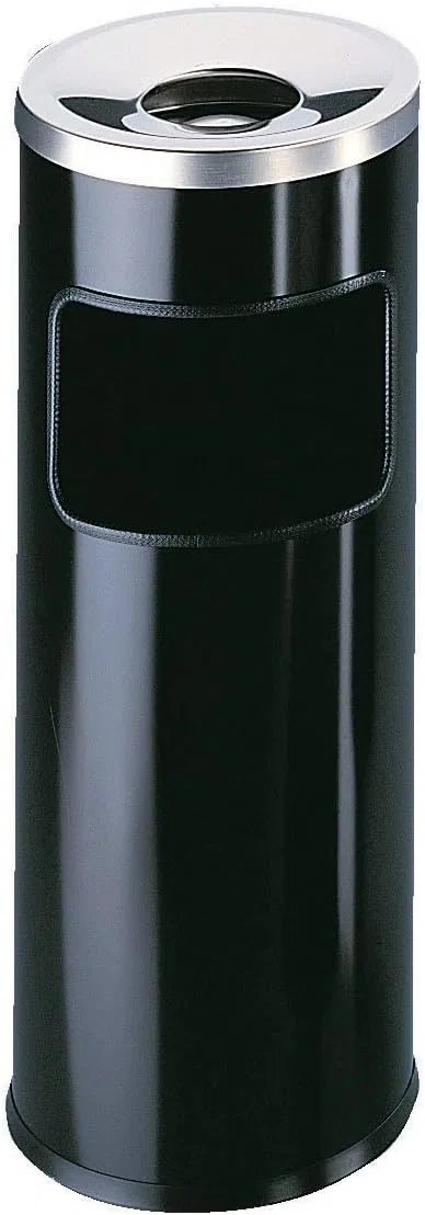 Durable 333201 Poubelle Ronde Anti Feu 17 Litres avec Cendrier Couvercle Etouffoir Hauteur 63 cm en Métal Coloris Noir