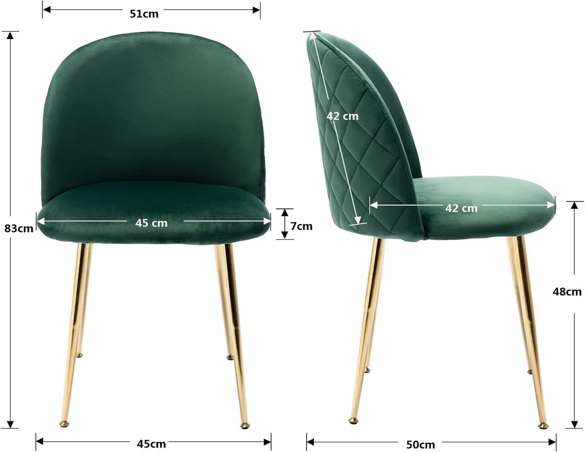 Ensemble Table a Manger avec 4 Chaises Tables Ronde 80cm et Chaises Velours pour Cuisine, Salle à Manger et Salon (4 chaises Vert + Table Ronde)