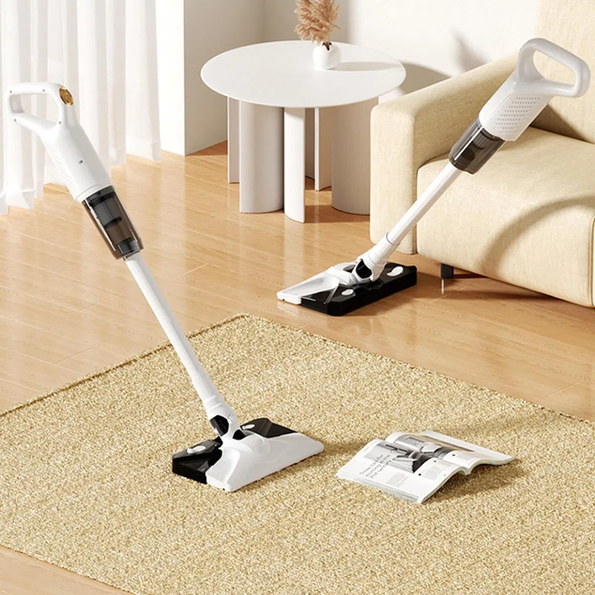 Générique Small Home Vacuum, Cordless Pet Cleaner, 32.28x10.78in Compact Lightweight Stick Vacuum, Authentic Wet Dry Function, Powerful Hair Suction for Hard, Floor, Carpet, Rooms Use