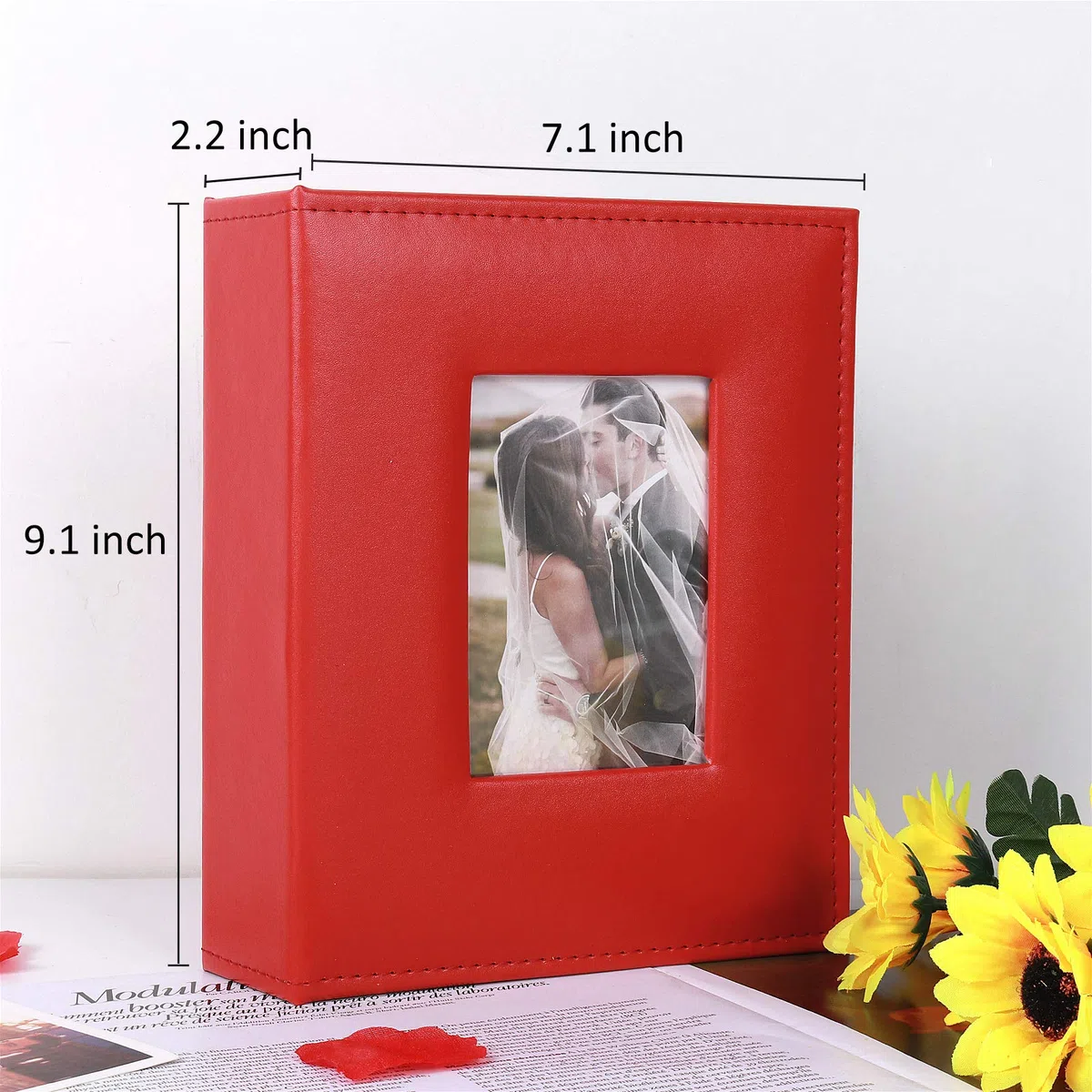 RECUTMS Album photo de poche pour 200 photos de poche en cuir PU - Petit album pour famille, mariage, anniversaire, livre d'or - Album photo de bébé - 15 x 10 cm - 200 emplacements photo (rouge)