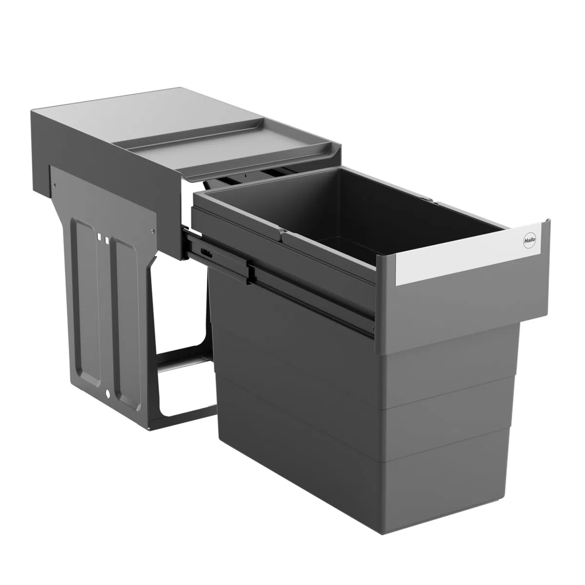 Hailo Poubelle 3666911 - Single Box 28 l - Pour armoires inférieures à partir de 40 cm - Extension télescopique à la main - Anthracite (1 x 28 l)