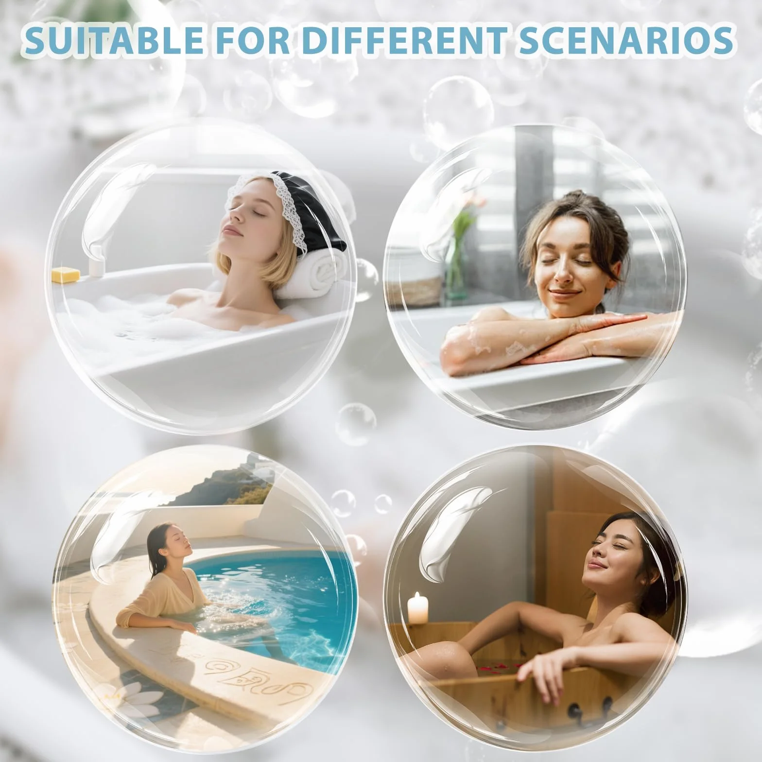 Coussin de Baignoire Complet avec Appui-tête et Soutien Lombaire, Noir