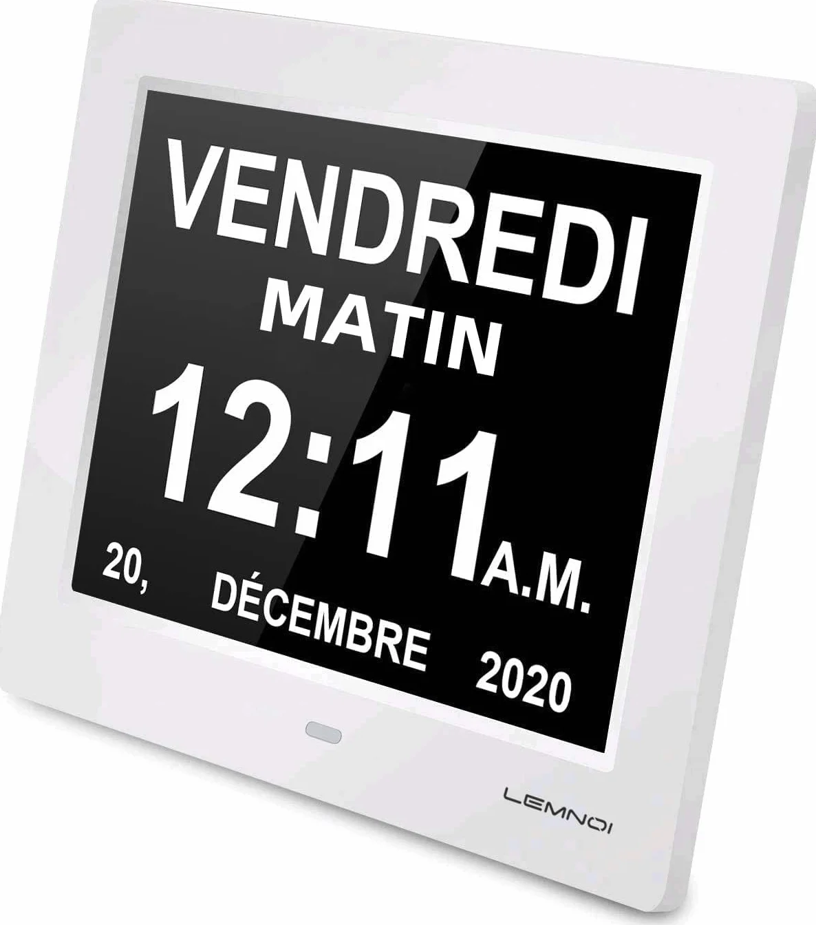 LEMNOI Horloge Numérique LCD 8 Pouces avec Calendrier Non-Abrégée Auto Dimming HD Display N11