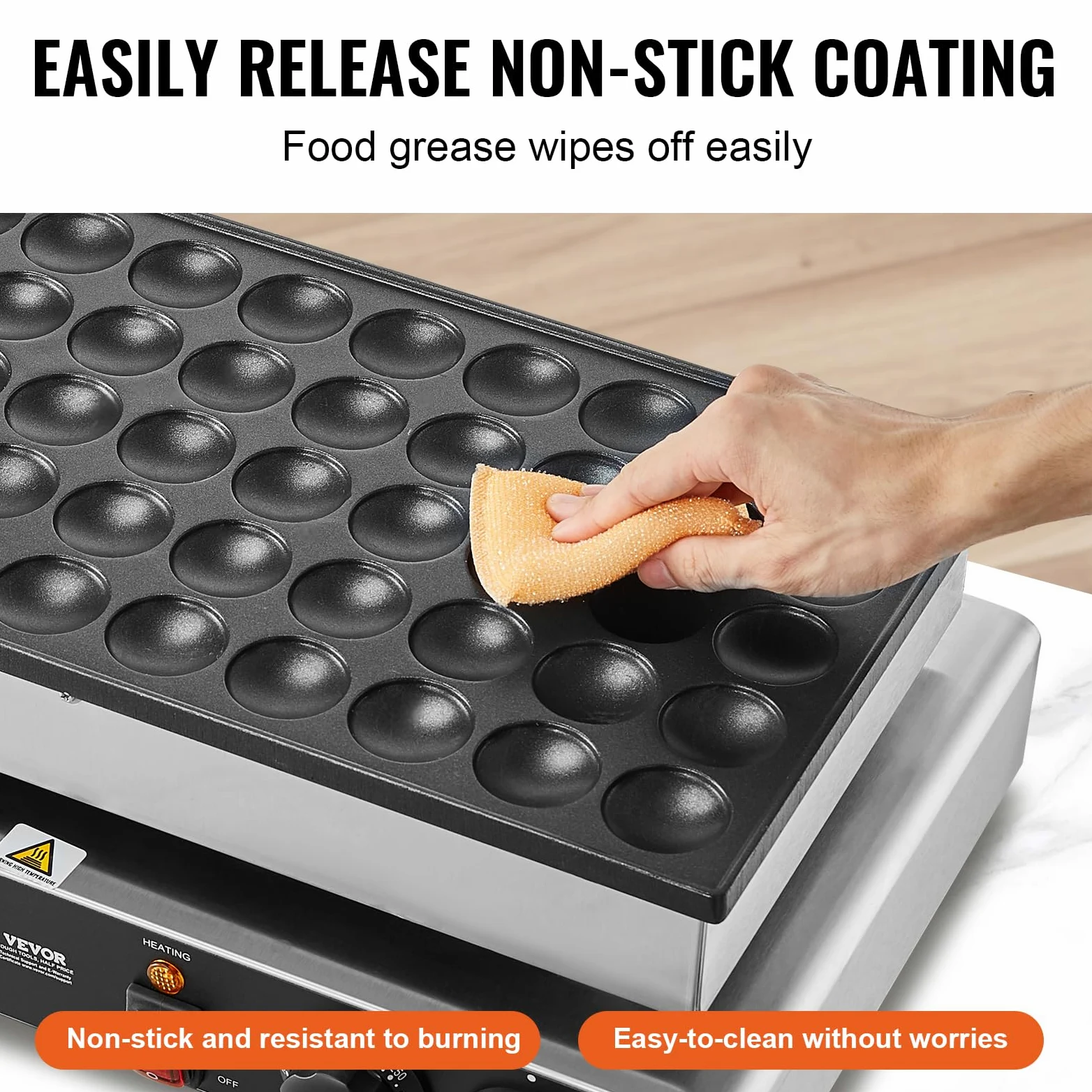 VEVOR Appareil à Pancake 50PCs 43 mm, Crêpière Commerciale 1700 W, Appareil à Poffertjes Dorayaki en Acier Inoxydable Antiadhésif, Température et Temps Réglable, pour Cuisine à Domicile, Restaurant