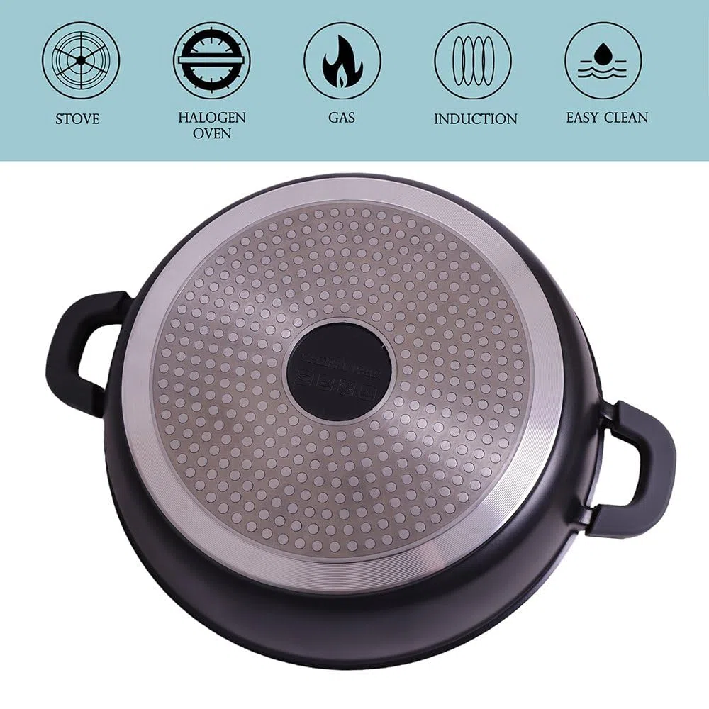 Tajine Tous Feux dont Induction - Plat Tajine Marocain 28cm Marmite tajine avec Couvercle en Aluminium antiadhésif - Noir