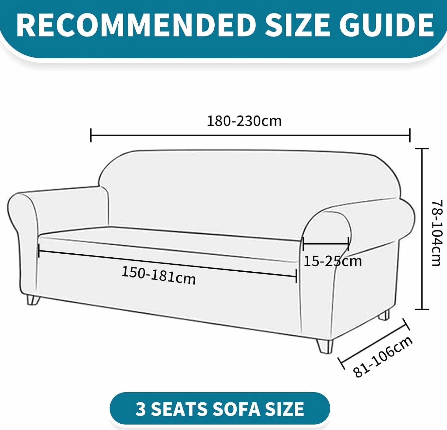 YSTELLAA Housse Canapé Extensible 3 Places, Housse De Canapé avec Accoudoirs, Super Élastique Sofa Cover Universelle, Moderne, Antidérapante, Antisalissure, Lavable, Gris Foncé