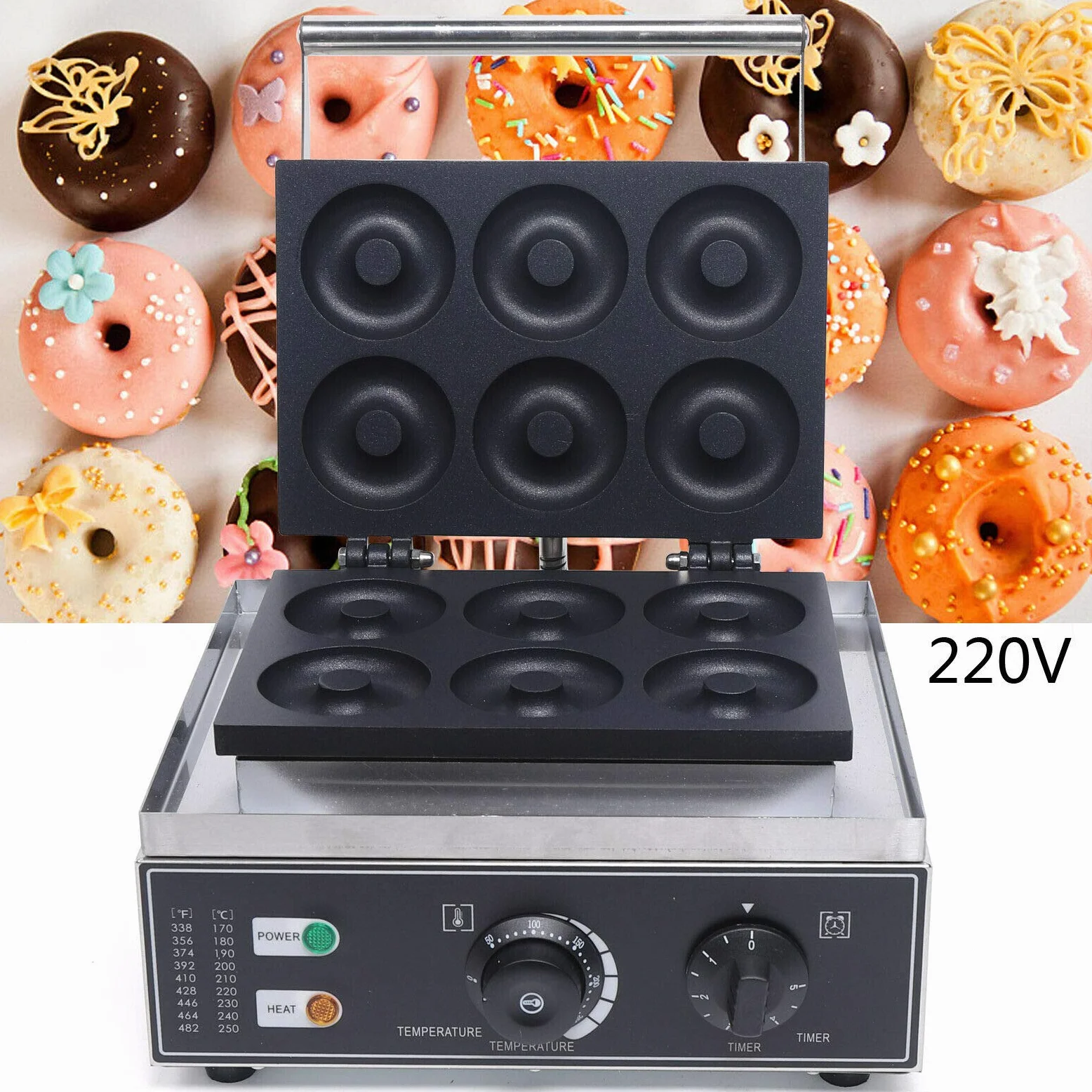 DHL Lot de 6 machines à donuts électriques 1550 W