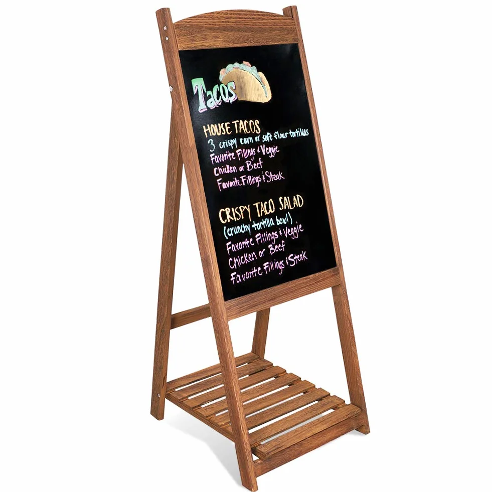 UNHO Panneau Publicitaire sur Pied Tableau Noir Magnétique Bois 110x44cm Vintage pour Restaurant Café Bar