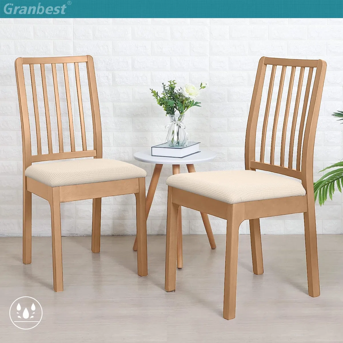 Granbest Élégants housses de chaise de salle à manger imperméables Set de 4, Coussins de chaise de salle à manger haute extensibilité Housses de protection lavables pour banquet, cuisine, fête, hôtel