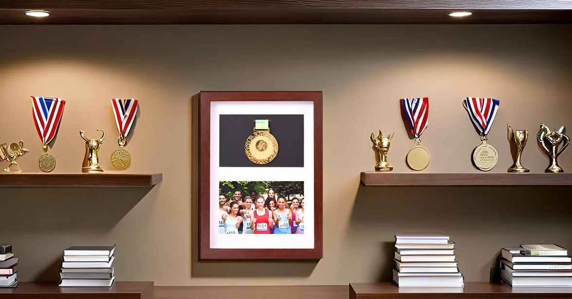 xj Cadre pour afficher des médailles,Médaille pour le sport Boîte 3D Cadre photo,Encadrement pour photo Cadre noir et couleur noyer profond pour cadre profond 3D Pour afficher les médailles de guerre