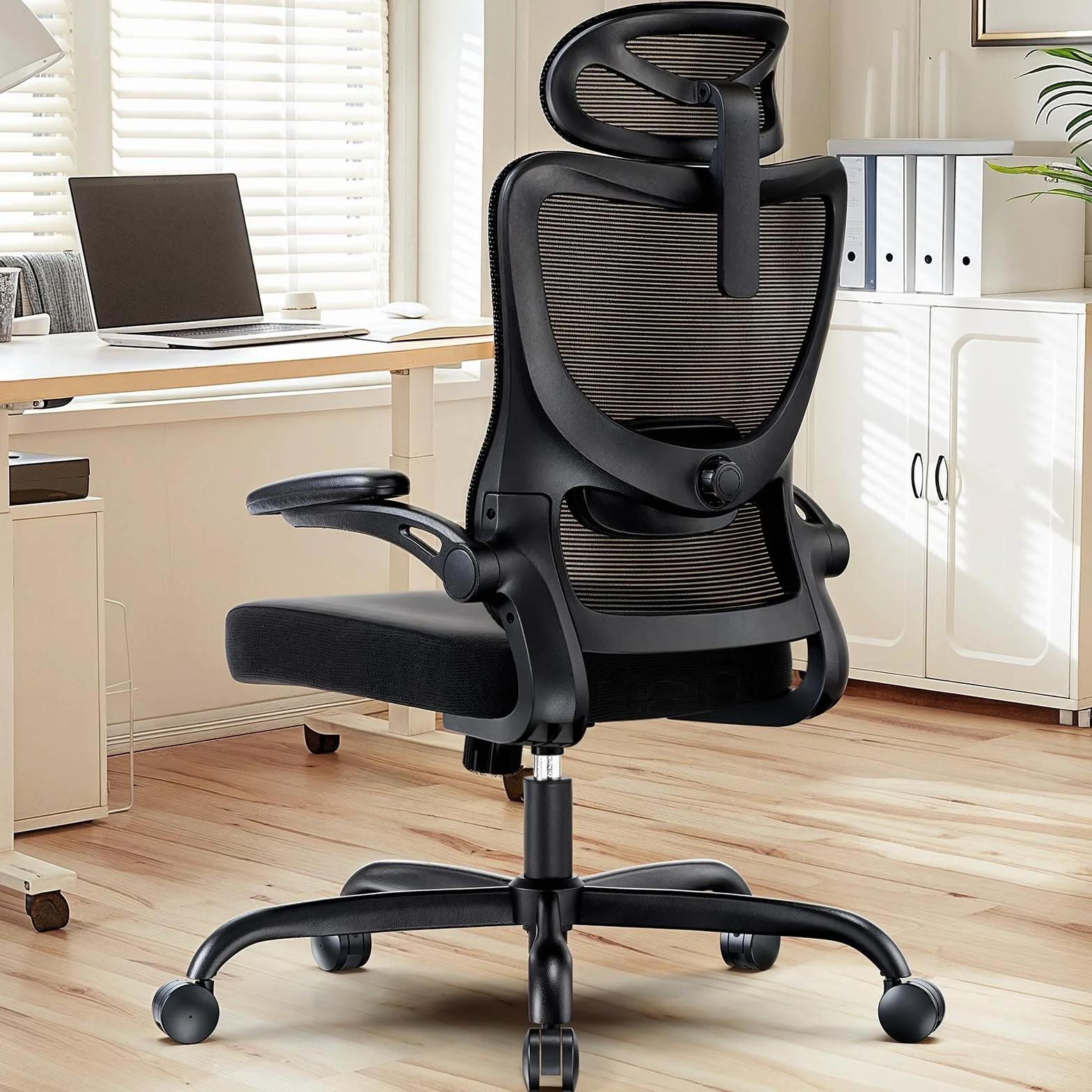 HUANUO Chaise Ergonomique, Chaise de Bureau PC avec Soutien Lombaire et Appui-tête Réglable, Fauteuil de Bureau Confortable avec Accoudoirs 3D, Chaise de Bureau Ergonomique, Charge Max 136 kg