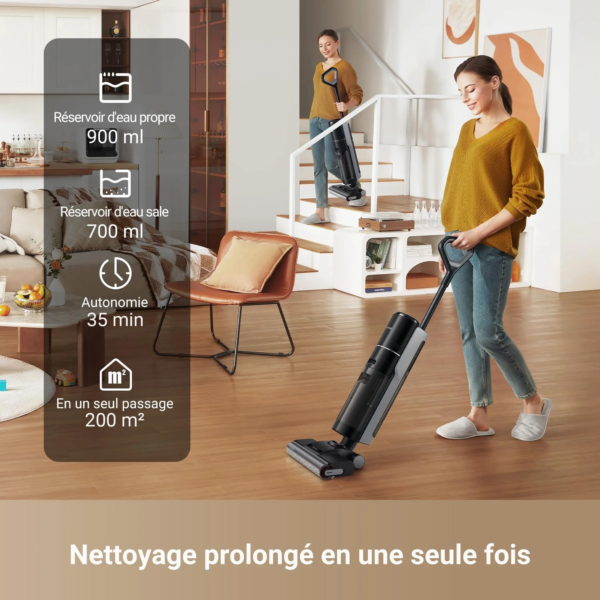 Dreame H12 Pro Ultra Aspirateur Laveur sans Fil 16000 Pa Brosse 2 Bords