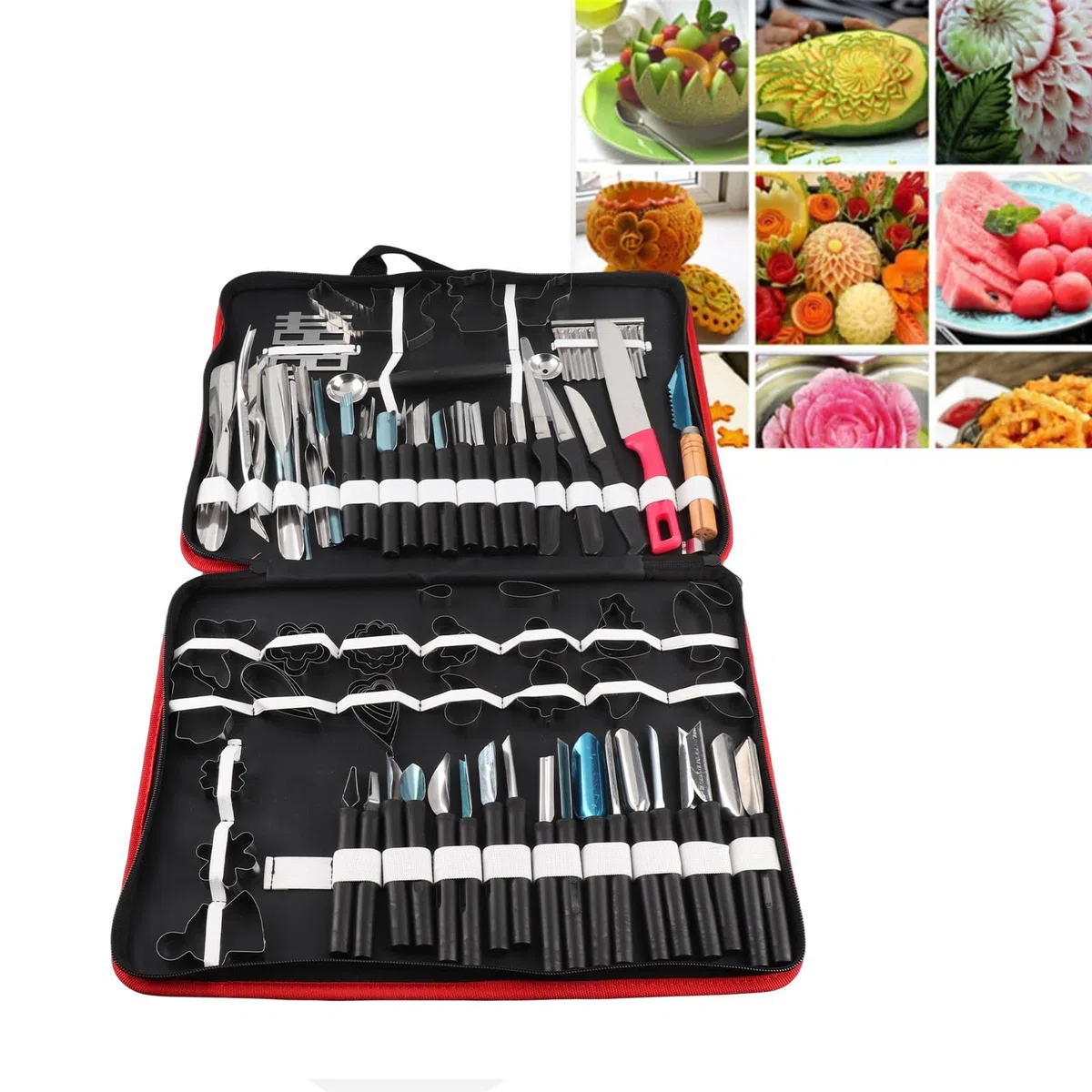 Trousse D'outils D'épluchage de Sculpture Culinaire de Fruits de Légumes, 80 Pièces/ensemble D'outils de Modélisation de Sculpture de Cuisine pour la Garniture de Fruits et de Légumes