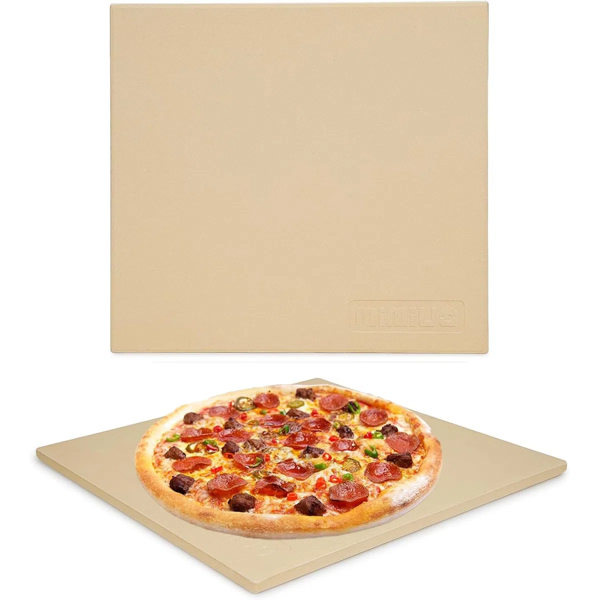 Mimiuo Pierre à Pizza Rectangulaire en Cordiérite, Pierre à Pizza for Ooni, pour la Préparation du Pain, de la Tarte flambée et de la Pizza, pour Four et Barbecue, Four et Grill, Gaz, 33 x 33 cm