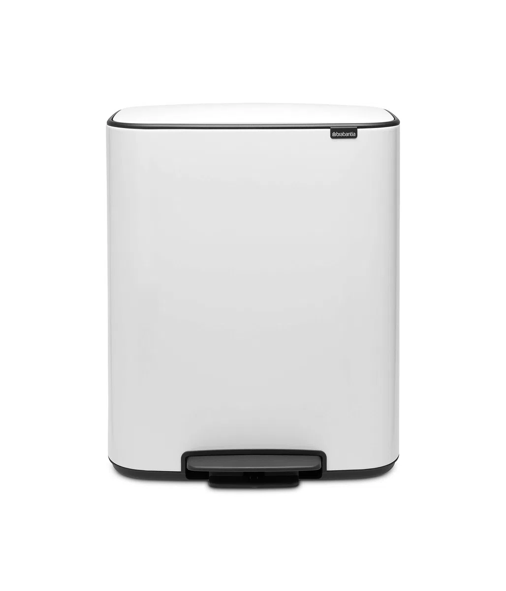 Brabantia - 211447 - Poubelle à pédale Bo, Avec 2 seaux intérieurs, Blanc, 2 x 30 L