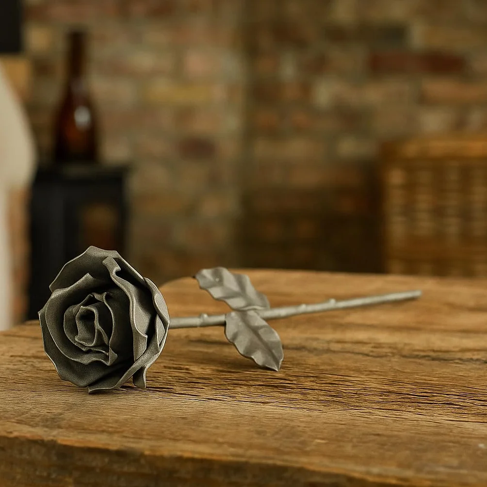 Rose Éternelle en Fer Forgée à la Main - Cadeau Saint-Valentin, Fête des Mères, Anniversaire