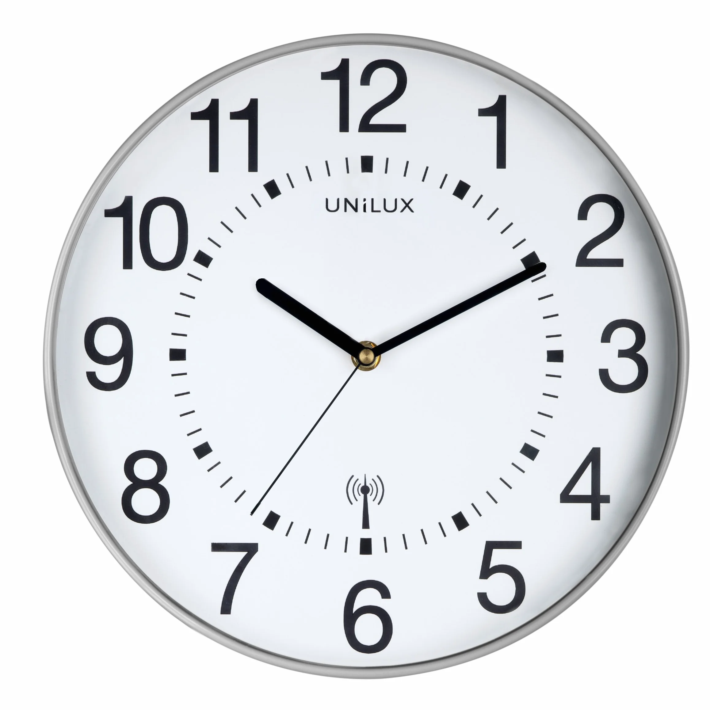 Unilux Wave Pendule de bureau Quartz Radio-pilotée Ø 30 cm Gris métal
