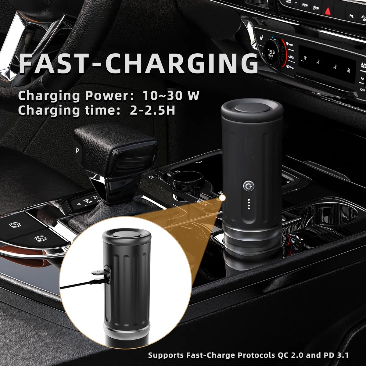 CERA+ Machine Espresso Portable Autochauffante,Jusqu'à 8 Tasses par Charge 20 Bar,3*4500mAh,CERApresso Compatible Capsules NS & Café Moulu,Machine à Café Électrique pour Camping,Bureau&Voiture/Voyage