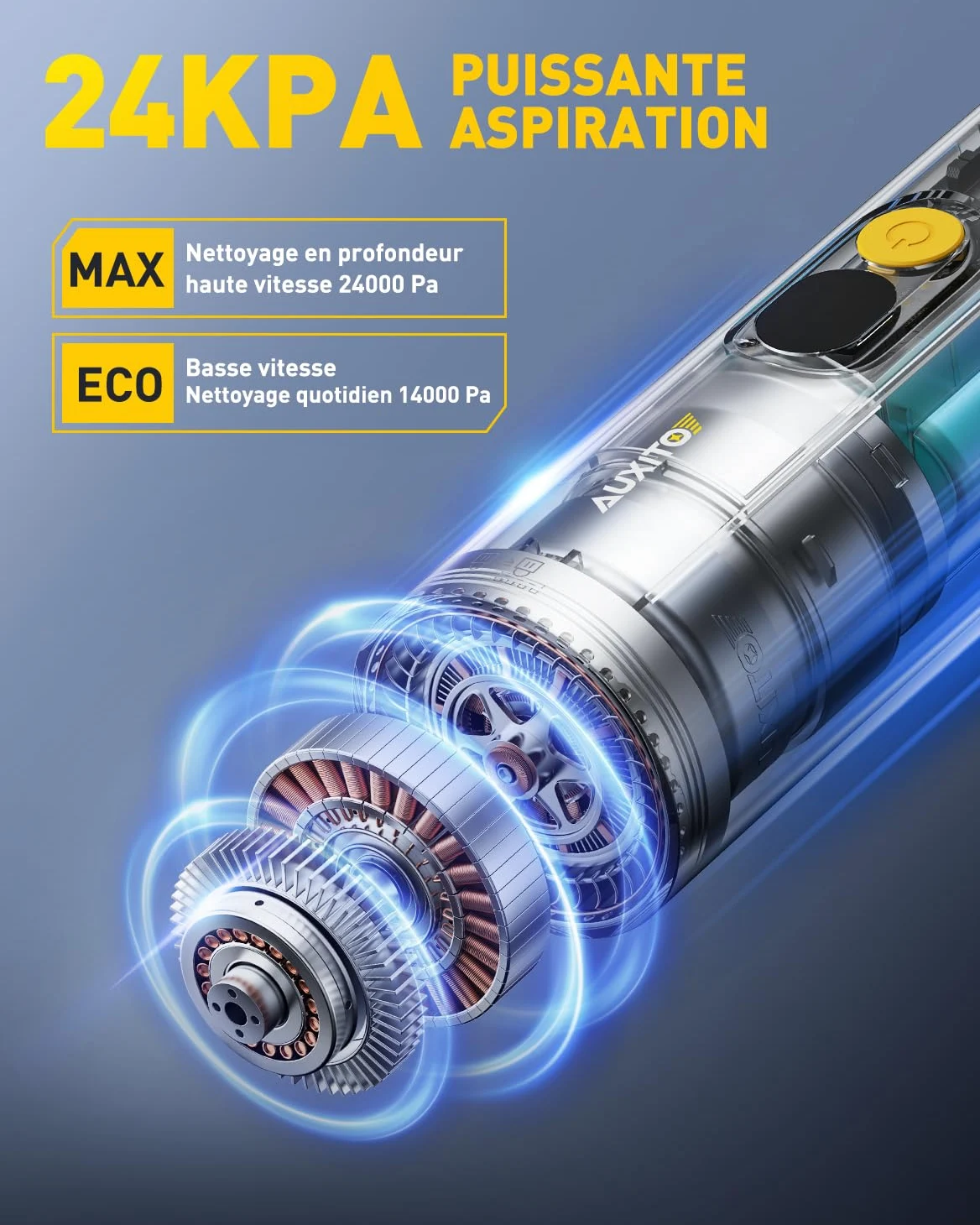 AUXITO Aspirateur à Main sans Fil,Aspirateur Voiture Puissant 24000pa,30 Minutes d'autonomie,4 en 1 Aspirateur De Voiture avec Brosse pour Animaux,Mini Aspirateur pour Voiture,Maison,Bureau(Sombre)