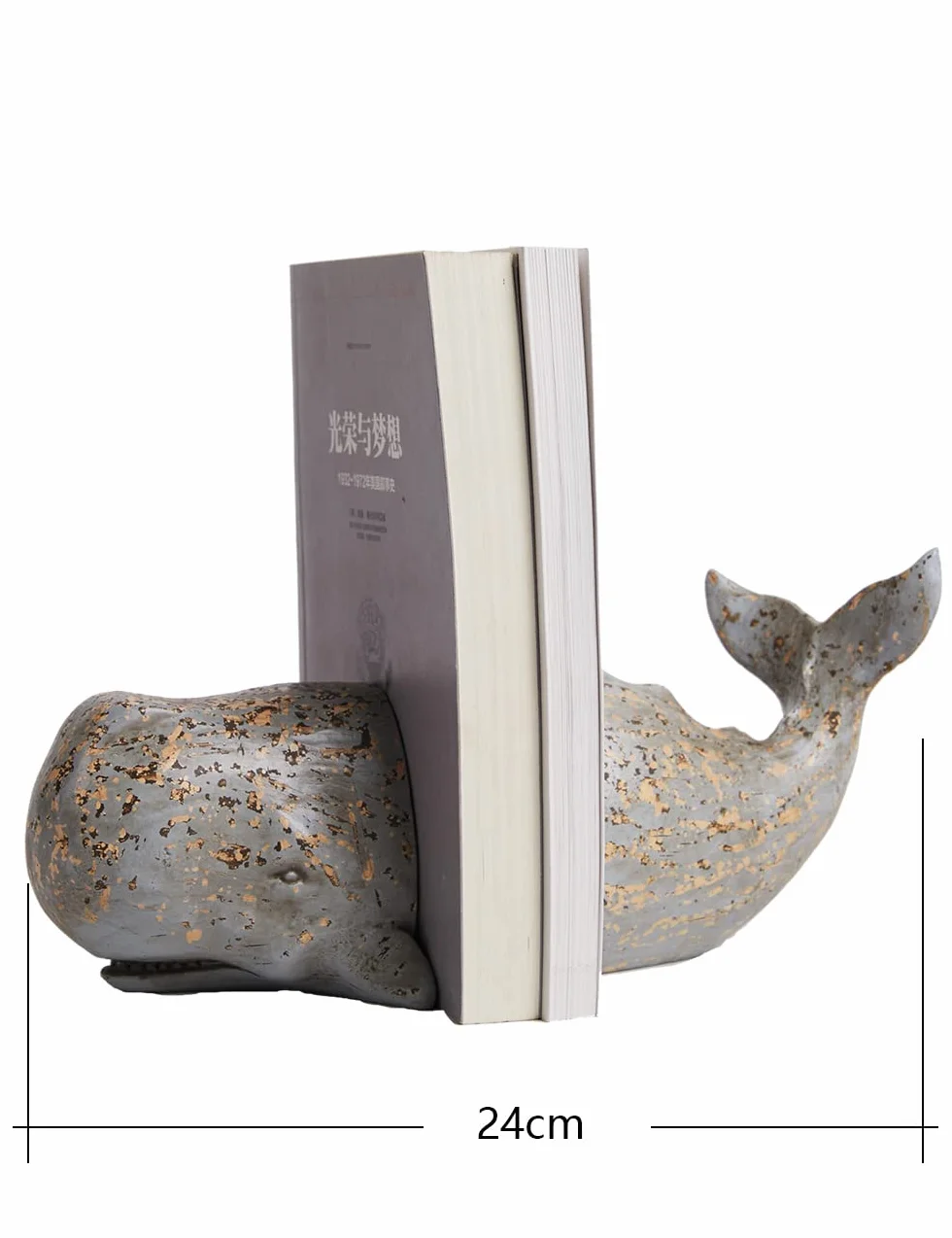 HAUCOZE Statue Baleine Figurine Décoration Maison Océan Serre Livres Résine 24cm