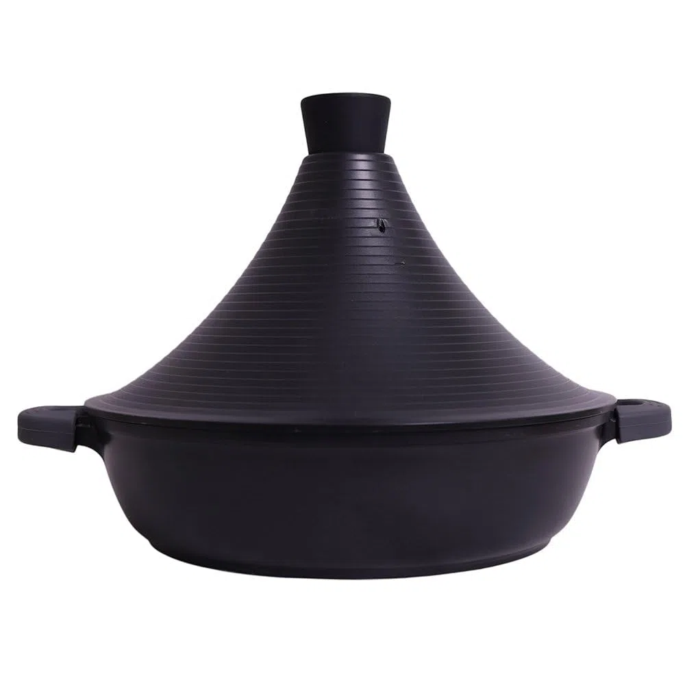 Tajine Tous Feux dont Induction - Plat Tajine Marocain 28cm Marmite tajine avec Couvercle en Aluminium antiadhésif - Noir