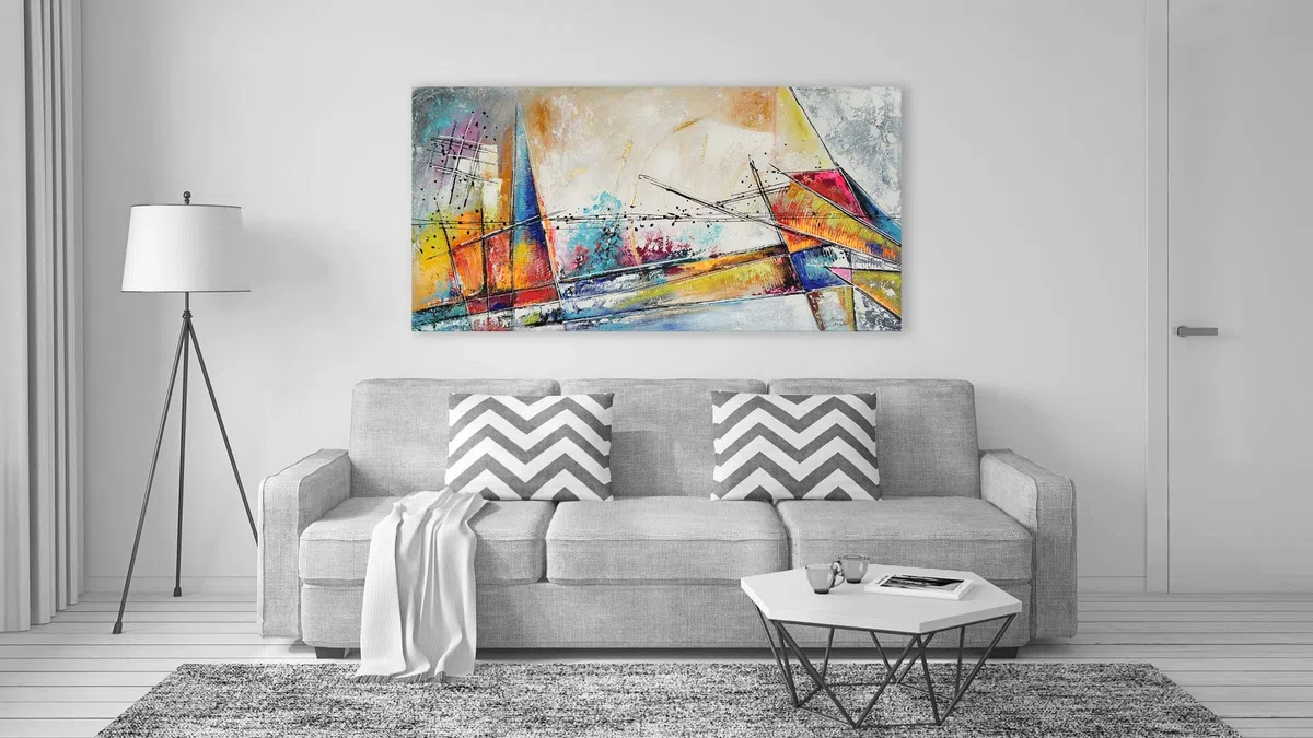 Monica Mirafiori I 140x70 cm I Tableau Peint à la Main I Modèles Tableau I Peintre Moderne I Tableaux Peintures I Toile sur Cadre en Bois
