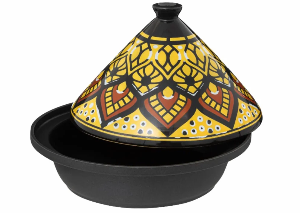 Tajine Induction et Vitro-céramique Traditionnel INOX Jaune 30,20 x 30,20 x 23 cm