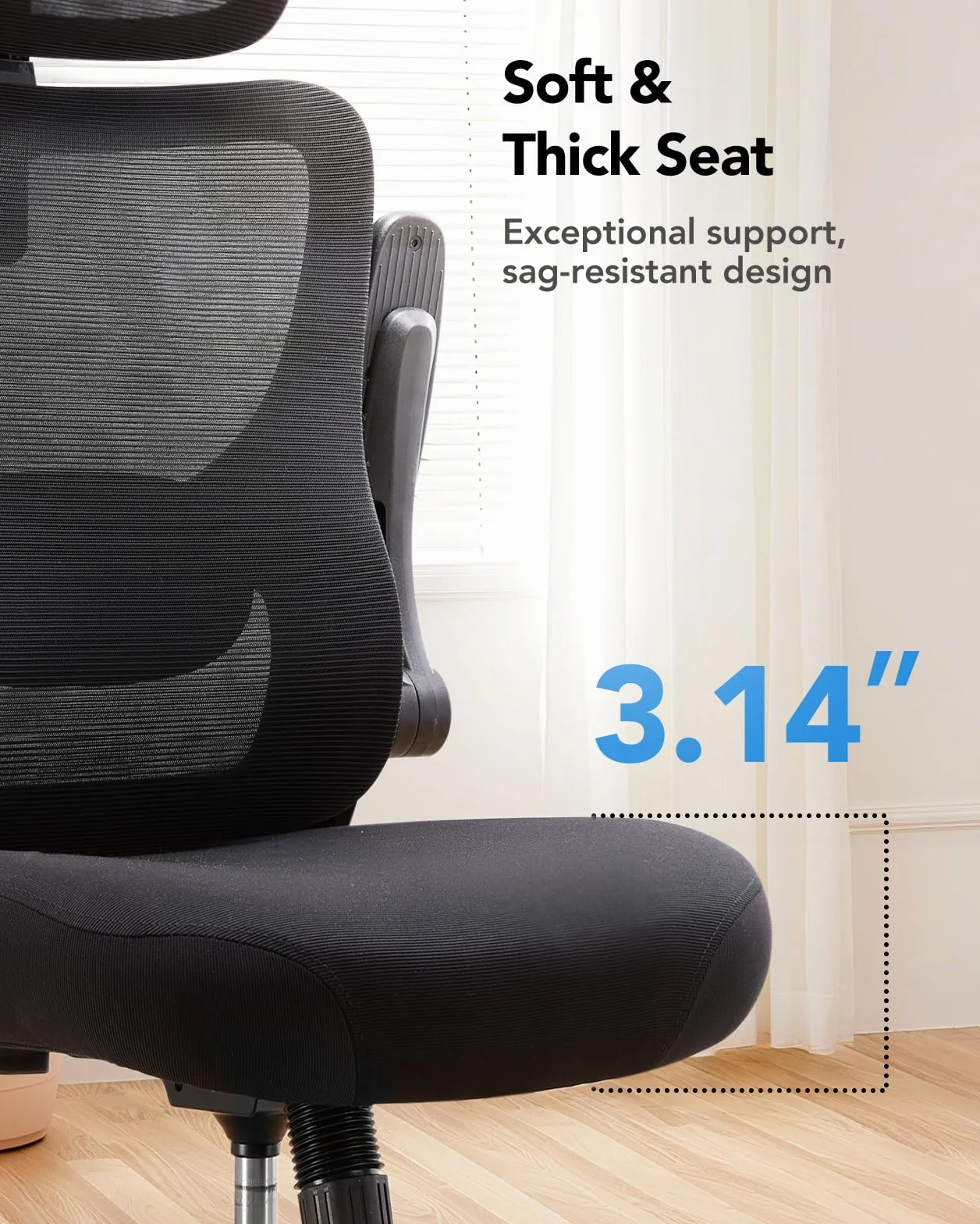 HUANUO Chaise Ergonomique, Chaise de Bureau PC avec Soutien Lombaire et Appui-tête Réglable, Fauteuil de Bureau Confortable avec Accoudoirs 3D, Chaise de Bureau Ergonomique, Charge Max 136 kg