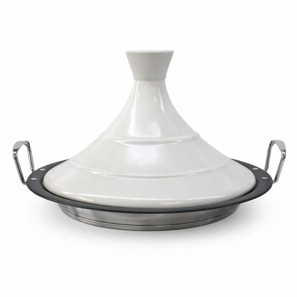 Tajine en revêtement anti-adhésif, Plat à Tajine, Acier Inoxydable, Compatible tous feux y compris Induction, Lave Vaisselle (34CM)