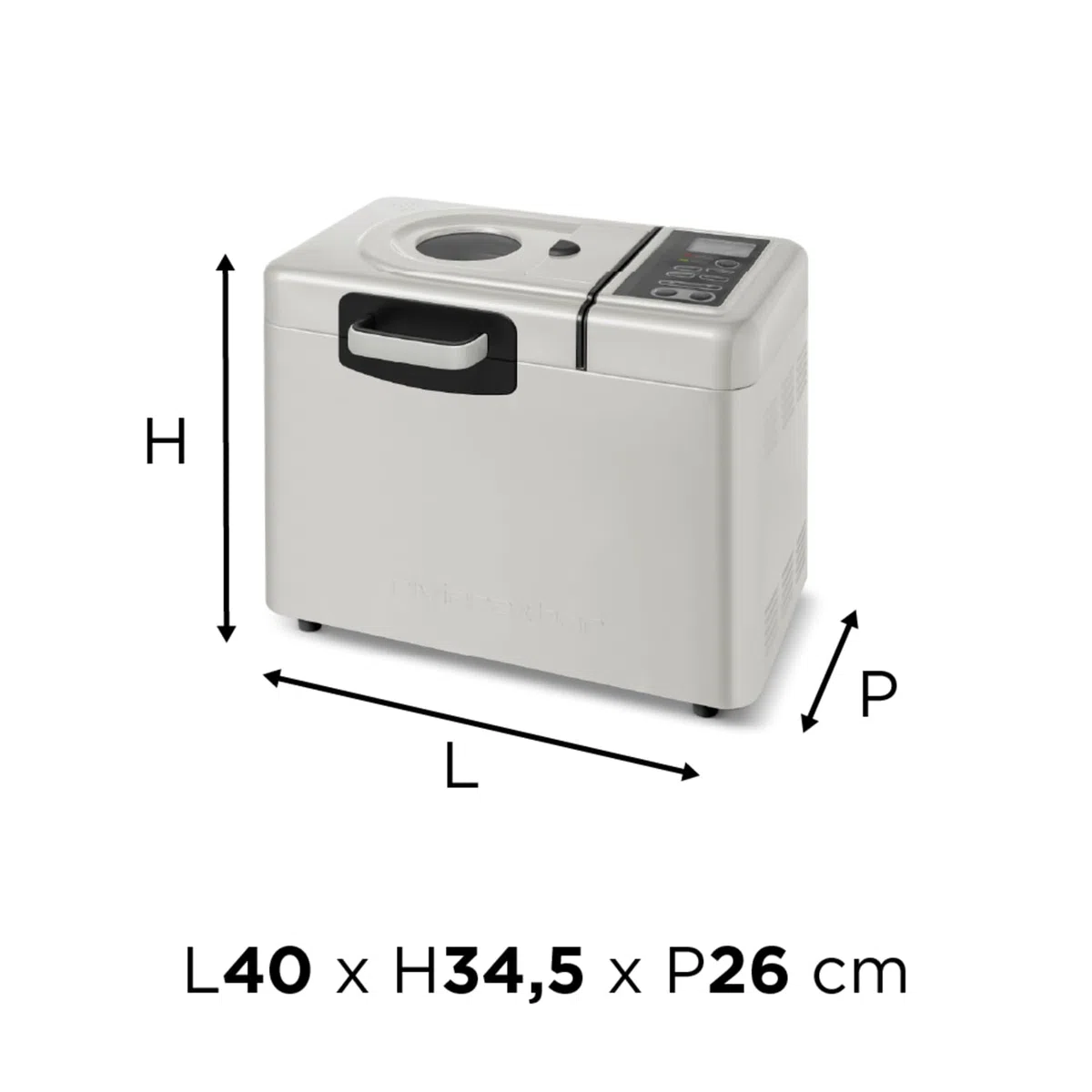 riviera&bar Machine à Pain Sans Gluten - 820W, 14 Programmes, Distributeur d'Ingrédients, Pétrin Auto-Rabattable - 3 Tailles de Pain, Départ Différé 13h - Blanc Ivoire