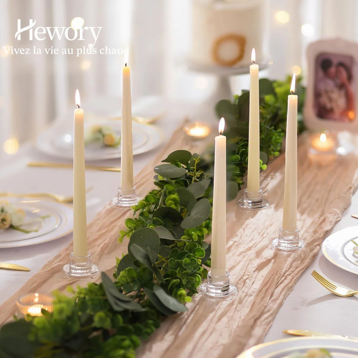 Hewory Chandelier en Verre Porte-Bougie : Set de 20 Petits Porte-Bougies en Verre Transparent pour Mariage, Fête, Noël et Décoration de Table.
