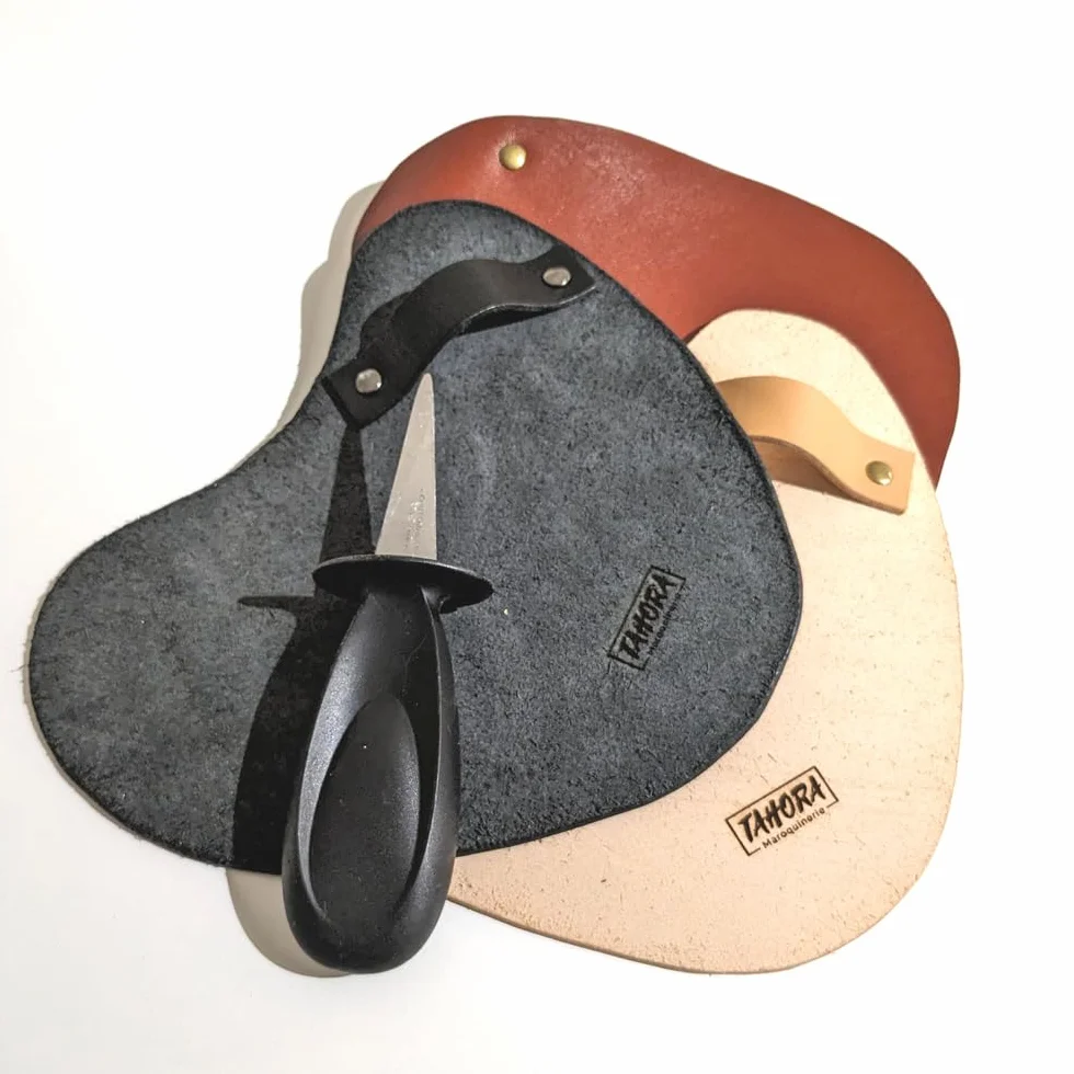 Gant à huître en Cuir véritable Fait Main France – Protège Main Artisanal Cadeau fête des pères