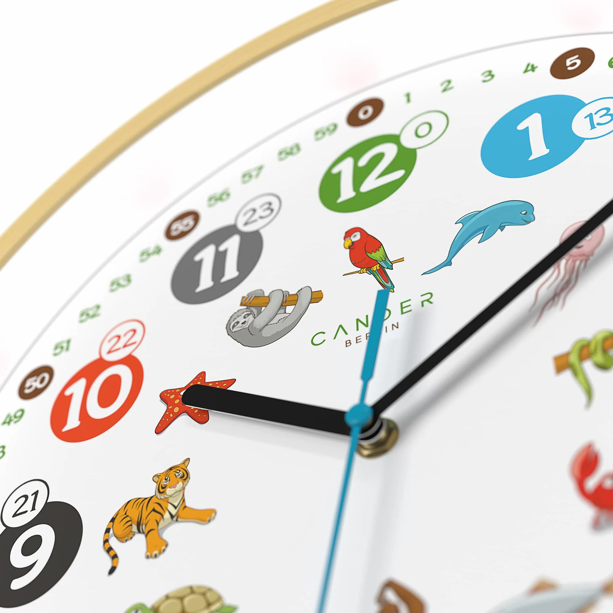 Cander Berlin MNU 2430 T Horloge murale enfant Motif bois 30,5 cm animaux silencieux analogique