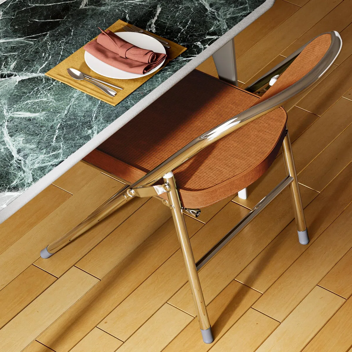 4 Chaise Pliante Chaise Visiteur Chaise Pliante rembourrée en Tissu Chaise de Salle à Manger Pliante conviennent à la Cuisine,l'intérieur, l'extérieur,Salle de conférence Rouge-Marron