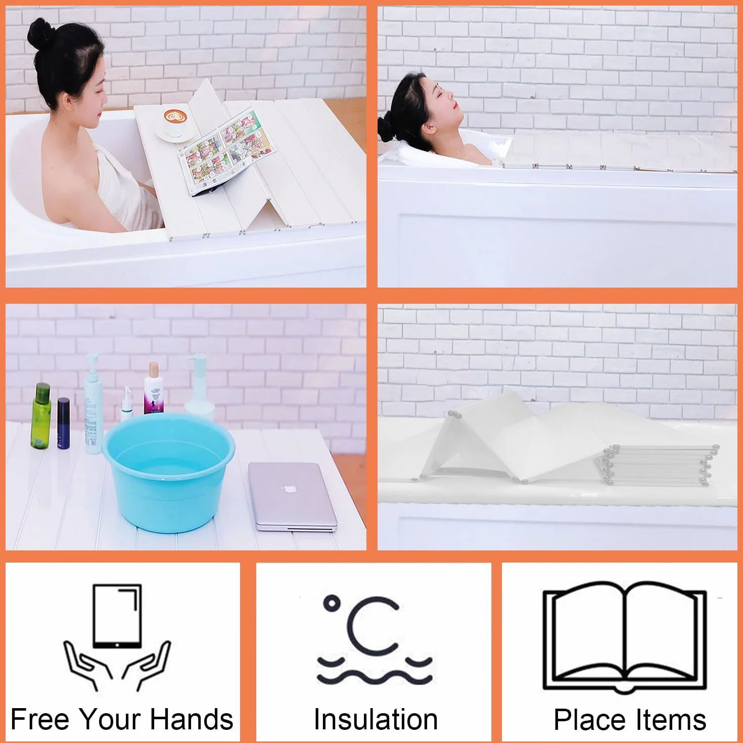 Couverture De Baignoire Pliante 70 x 170 cm PVC Blanc Étanche Anti-poussière