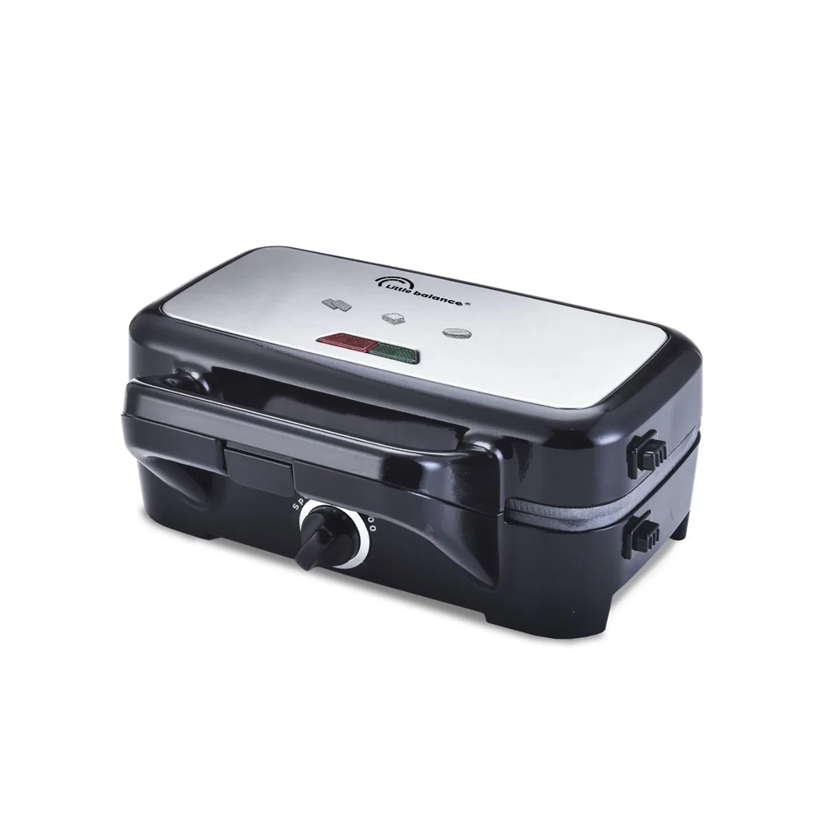 LITTLE BALANCE 8368 Speedn Mixt 1200, Gaufrier + Grill 2 en 1, 1 plaque Gaufres, 1 plaque Gril interchangeables, 1200 W, Inox, Noir