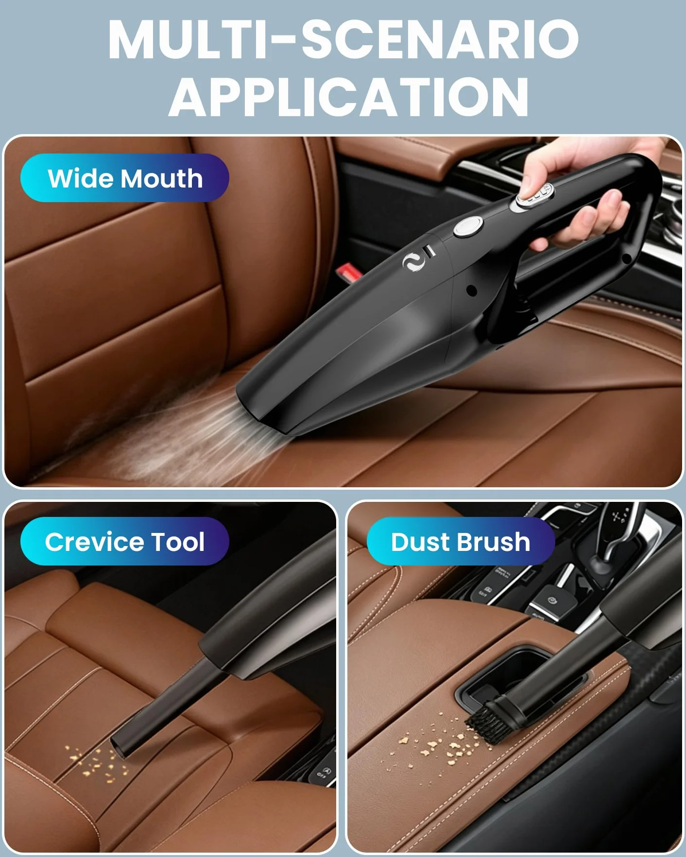 Aspirateur Voiture Puissant, Aspirateur à Main, Mini Aspirateur De Table avec Batterie Rechargeable, Aspirateurs sans Fil pour Homme Femme, pour Voiture, Poils d'animaux, Maison