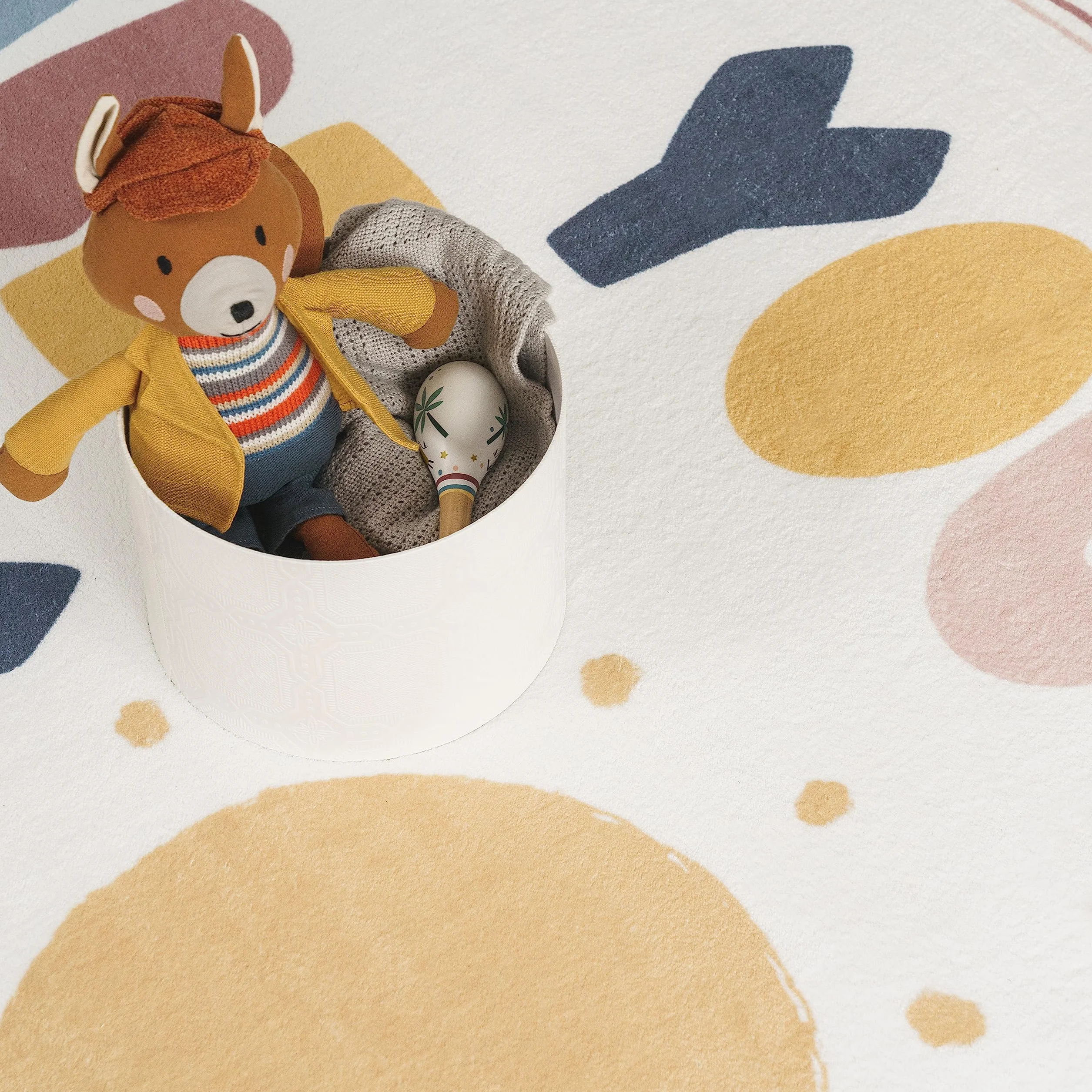 Paco Home Tapis Rond Arc-en-Ciel Lavable en Machine 160 cm Multicolore