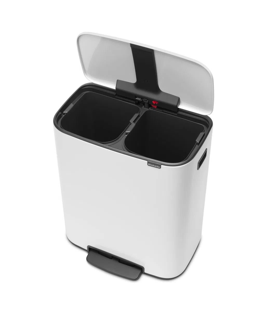 Brabantia - 211447 - Poubelle à pédale Bo, Avec 2 seaux intérieurs, Blanc, 2 x 30 L