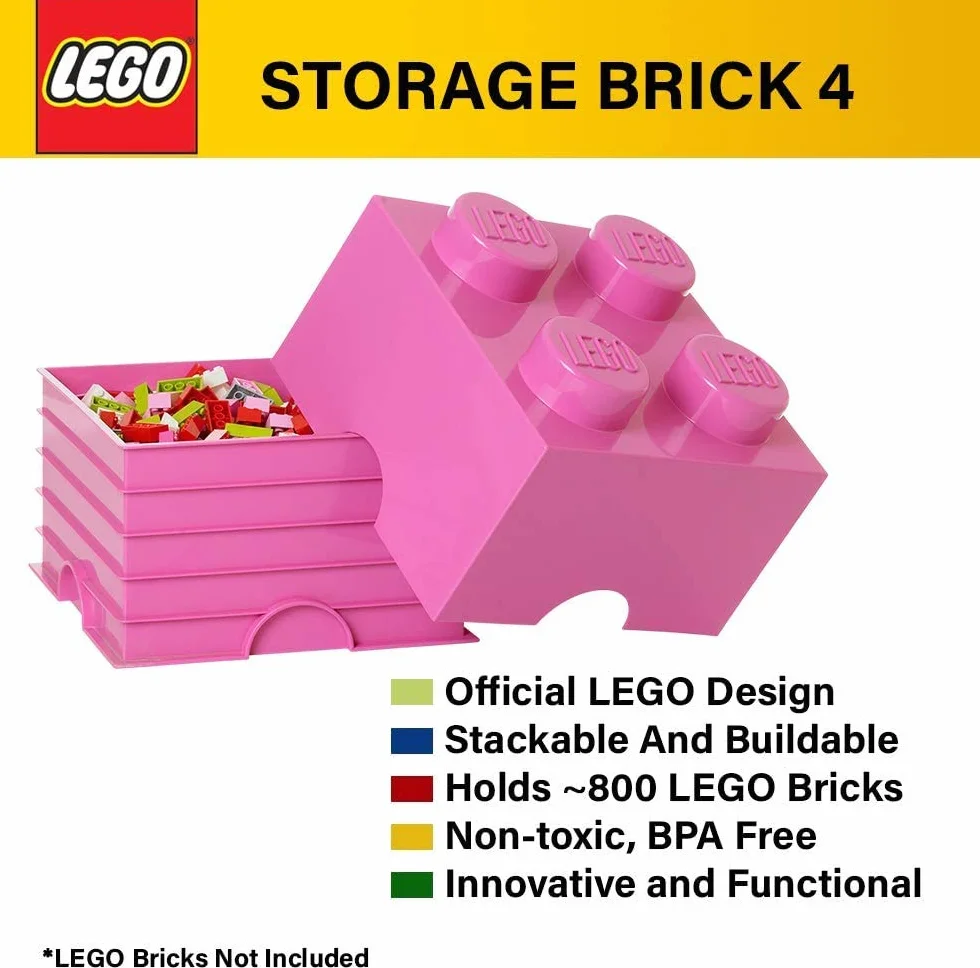 Lego Boîte de Rangement 4 Briques Plastique Noir 45 x 35 x 25 cm