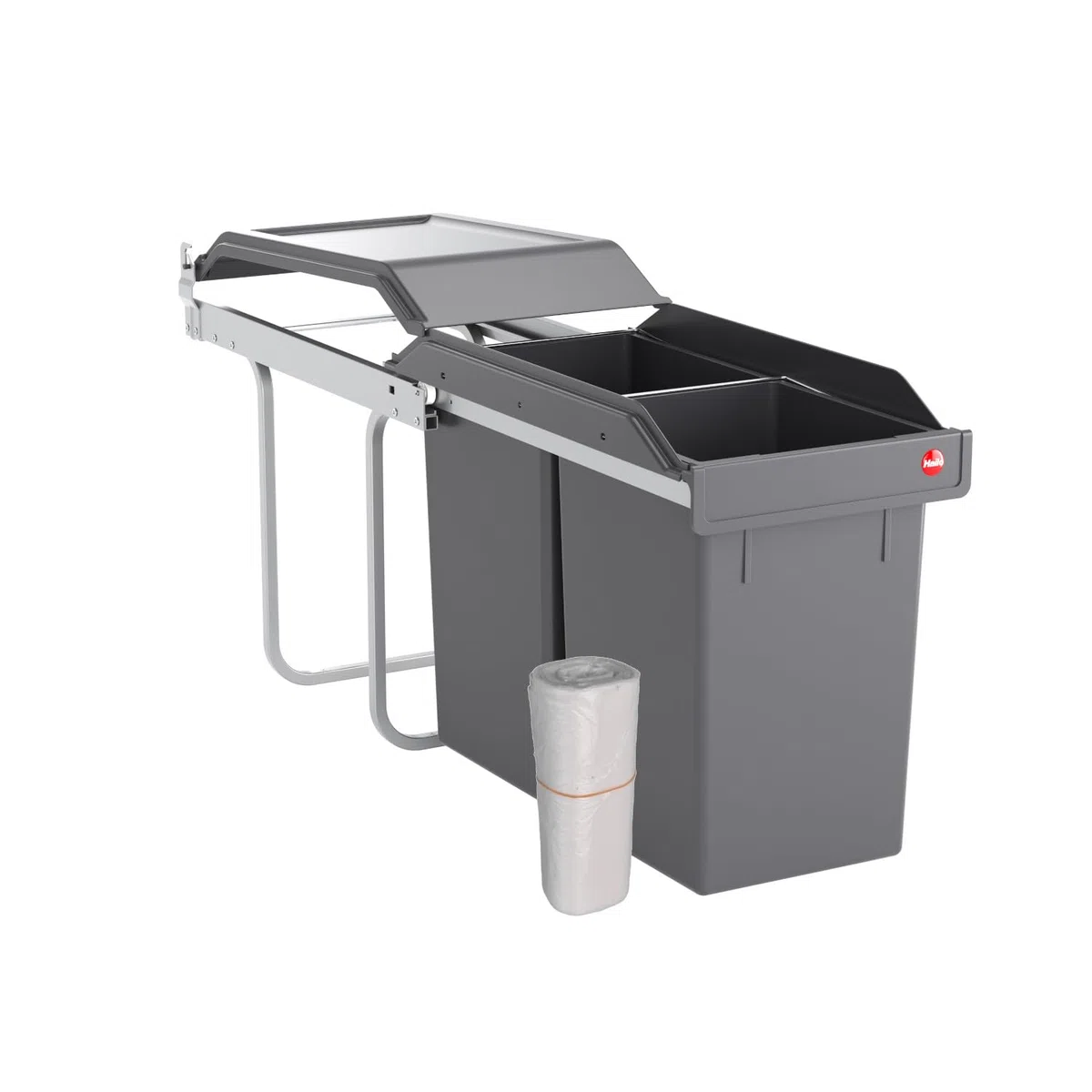 Hailo Poubelle de cuisine tri sélectif 2 bacs encastrable sous évier 30L (15+15) Tandem