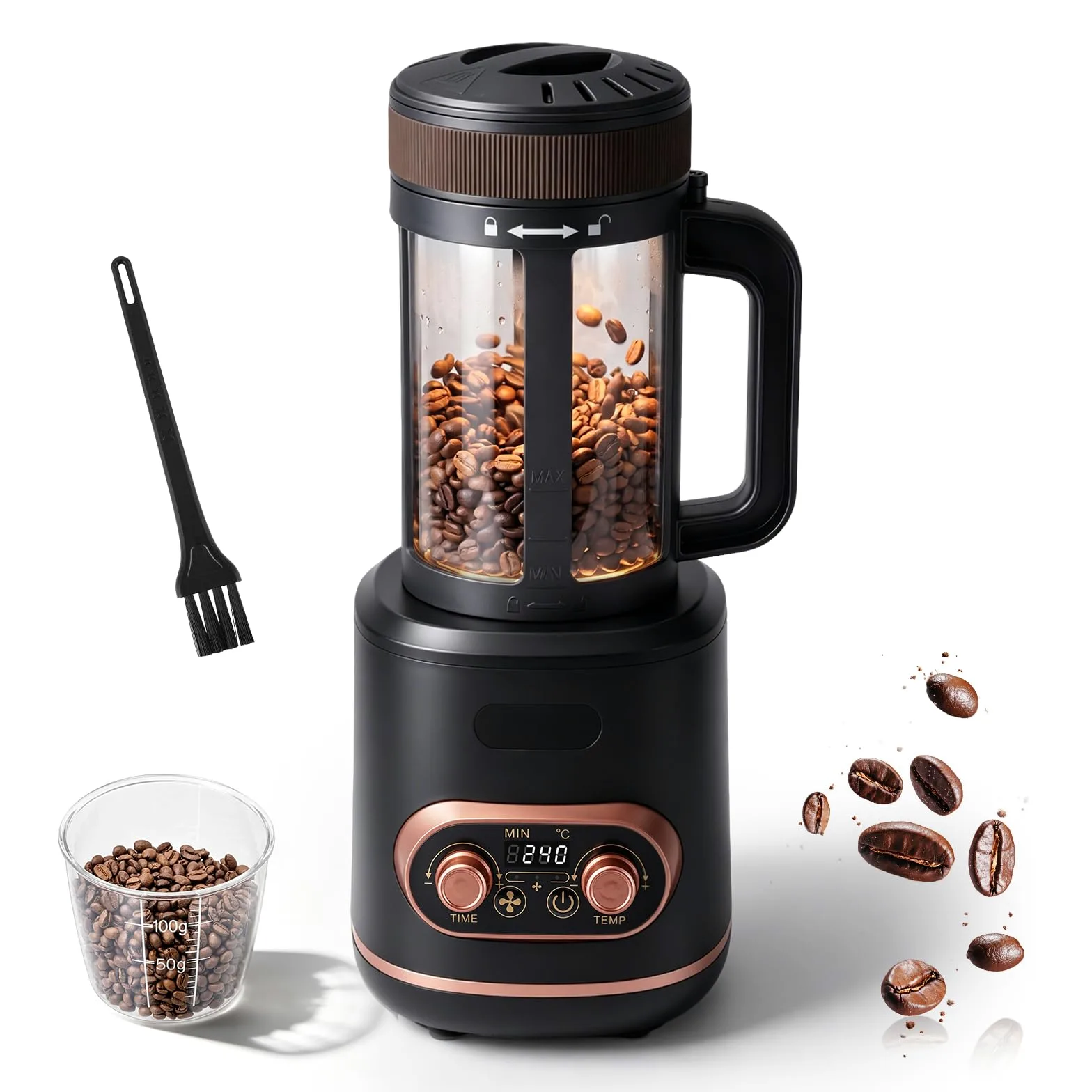 YUCHENGTECH Torréfacteur Café à Air Chaud 100g 2000W | Torréfacteur de Café Torréfacteur de Grain de Café Température et Durée Réglables avec Fonction de Refroidissement