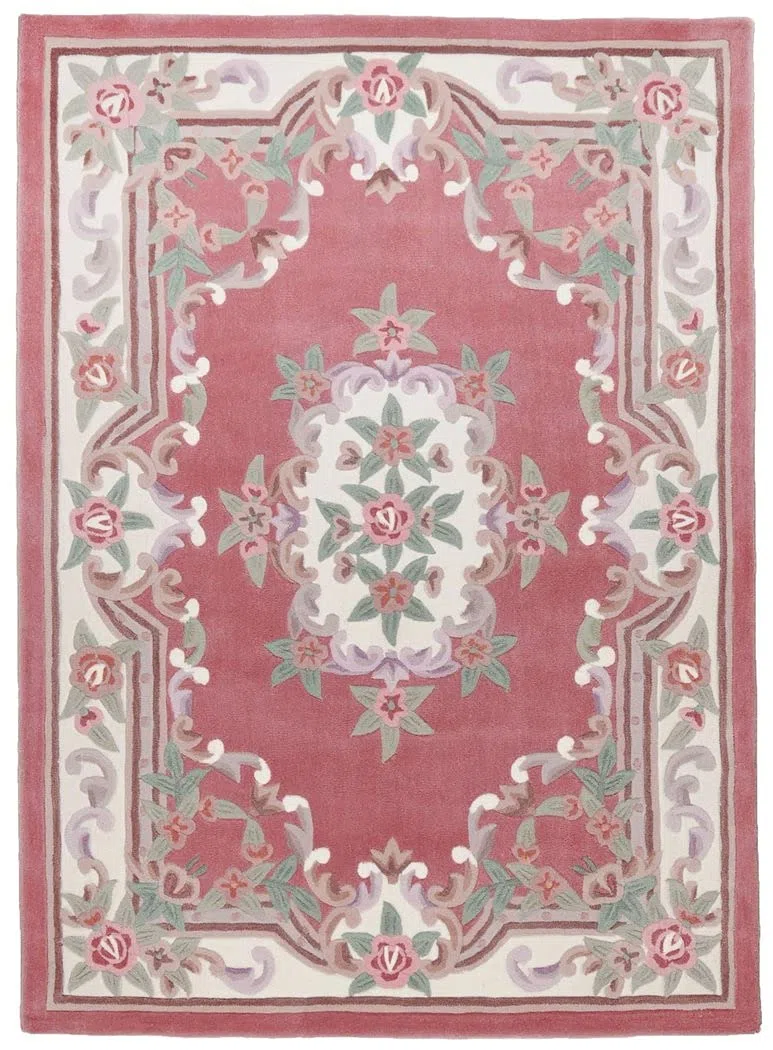 Theko Sona-Lux Tapis Classique Aubusson Rose